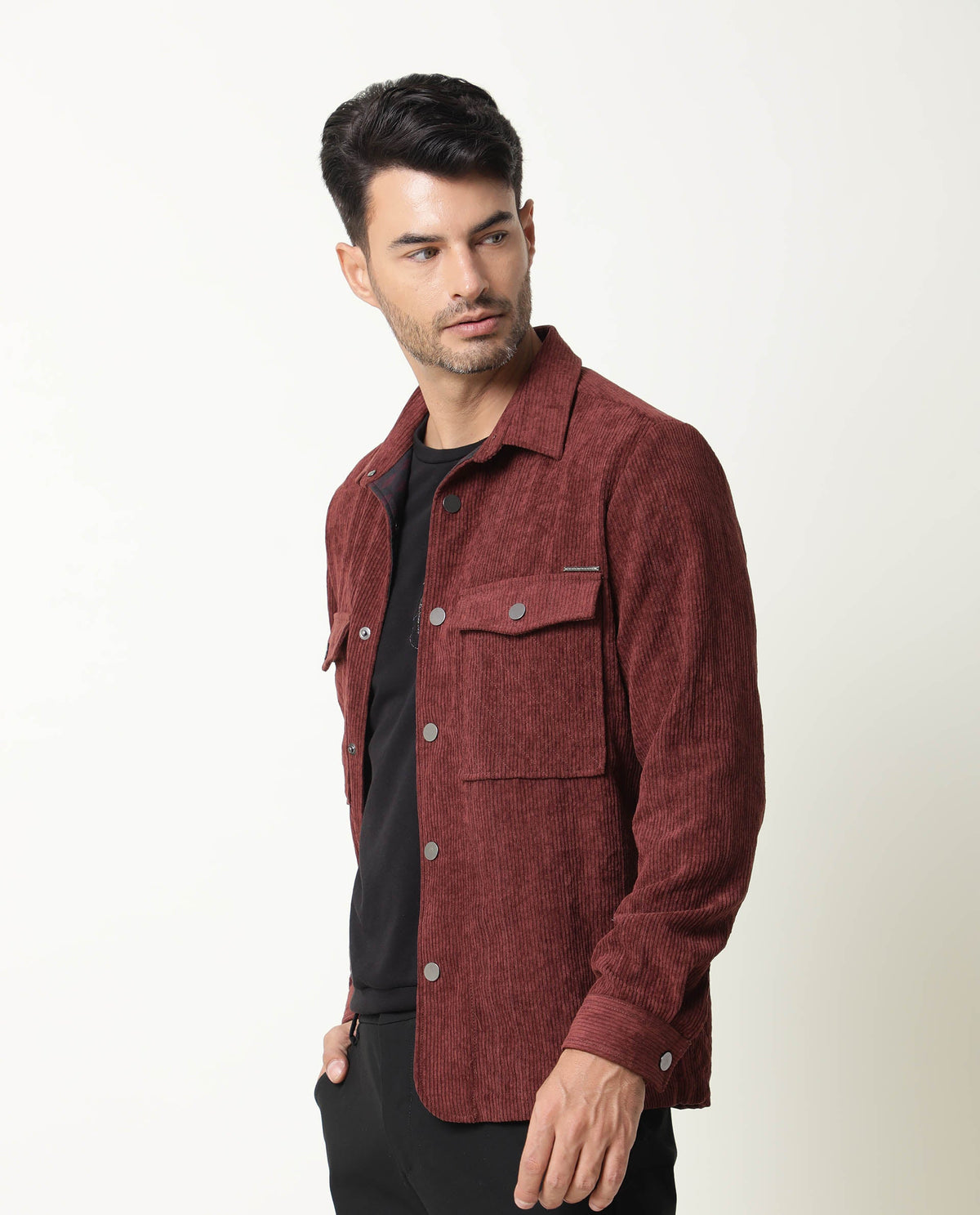 Rare Rabbit Men'S Nelli Maroon Jacket Polyester Fabric Collared Neck Full Sleeves Zipper Closure Slim Fit