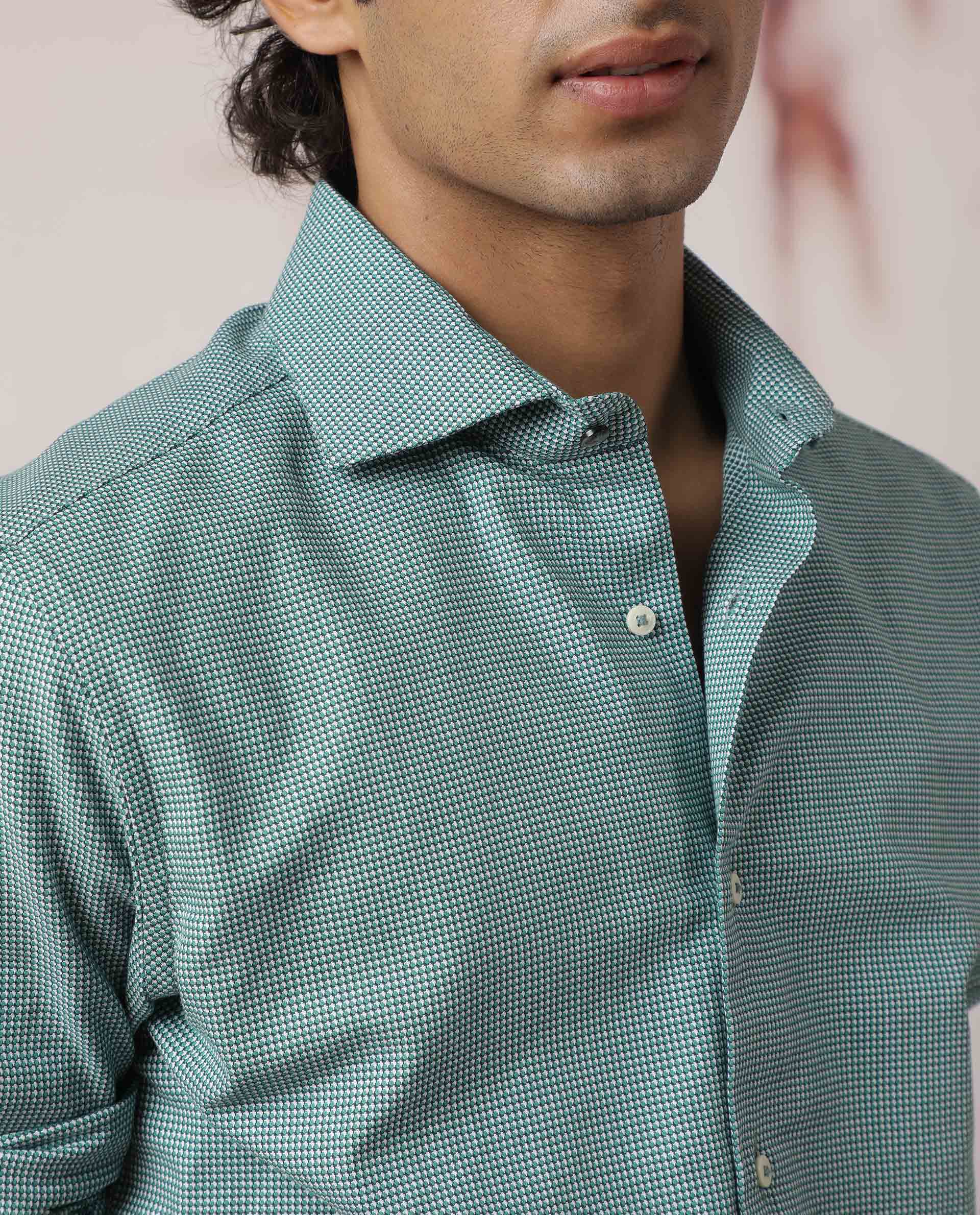 Rare Rabbit Men's Kings Green Cotton Fabric Full Sleeves Check Shirt