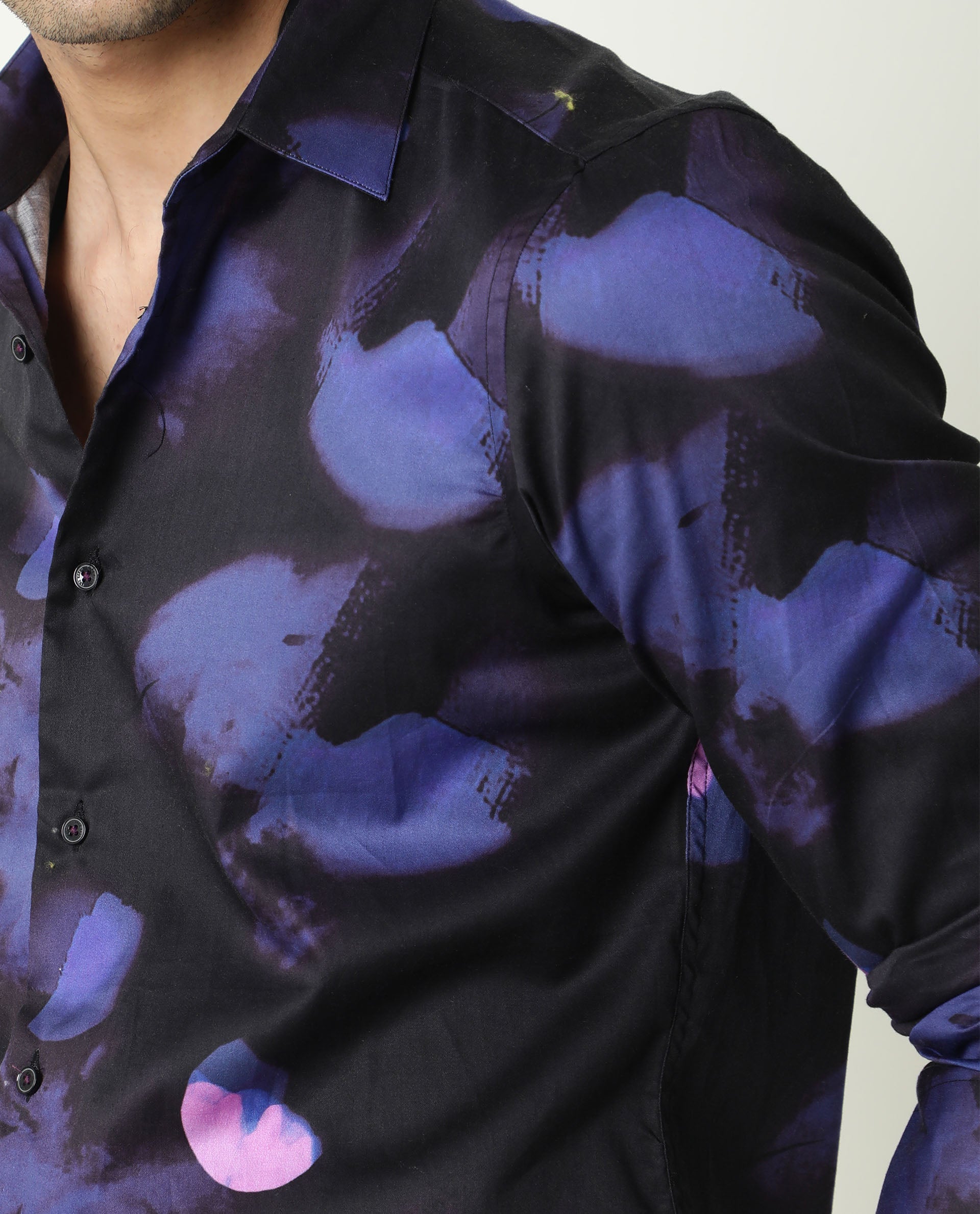 Rare Rabbit Men's Toforo Black Cotton Fabric Full Sleeves Abstract Print Shirt
