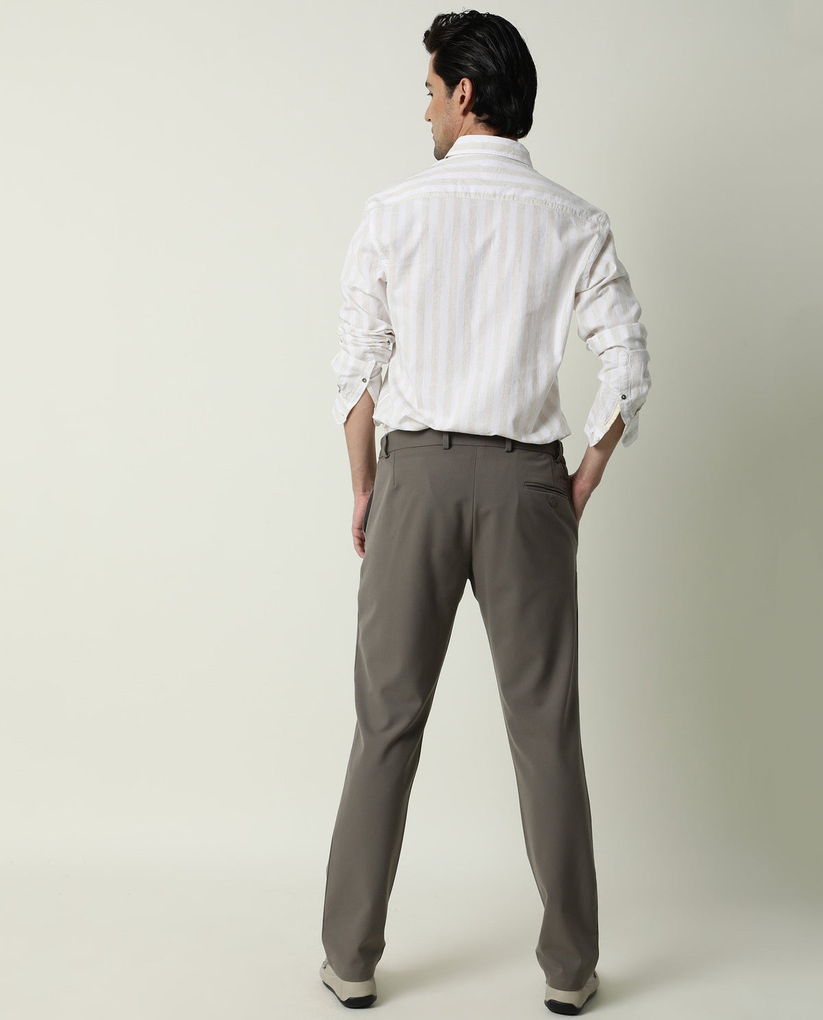 RARE RABBIT MENS DAL BEIGE SHIRT COTTON LINEN FABRIC SLIM FIT COLLAR COLLAR Full Sleeve