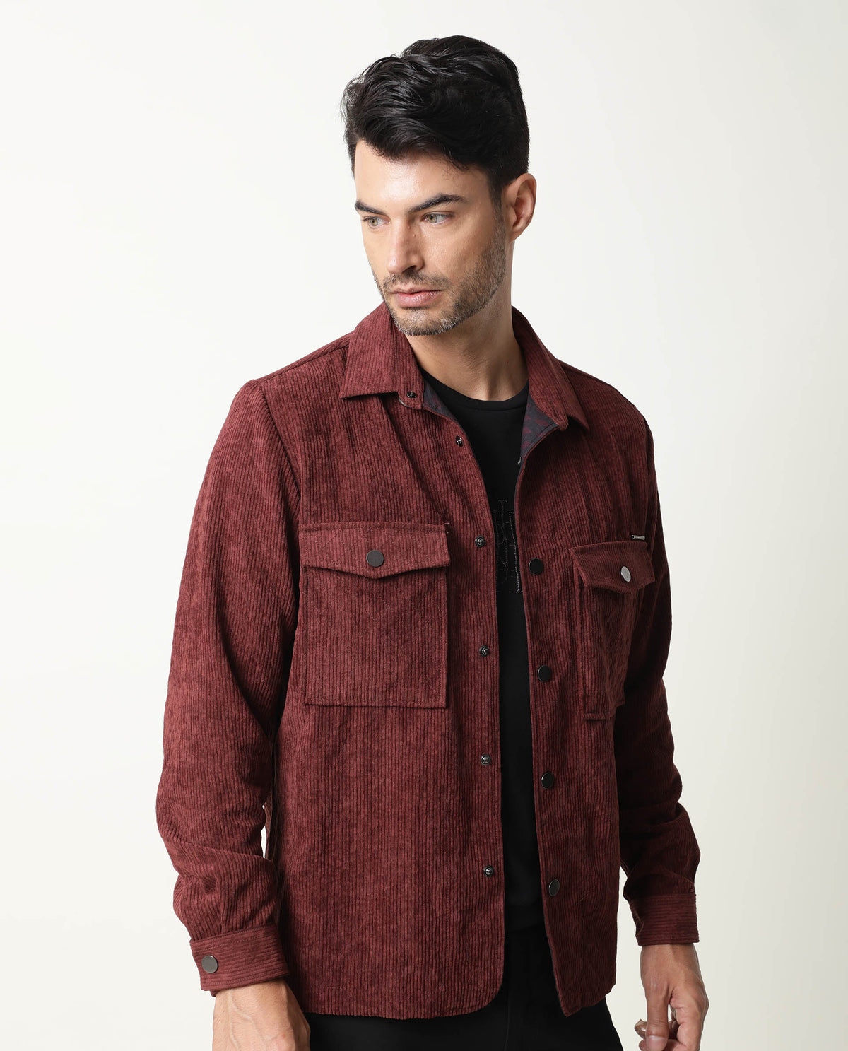 Rare Rabbit Men'S Nelli Maroon Jacket Polyester Fabric Collared Neck Full Sleeves Zipper Closure Slim Fit