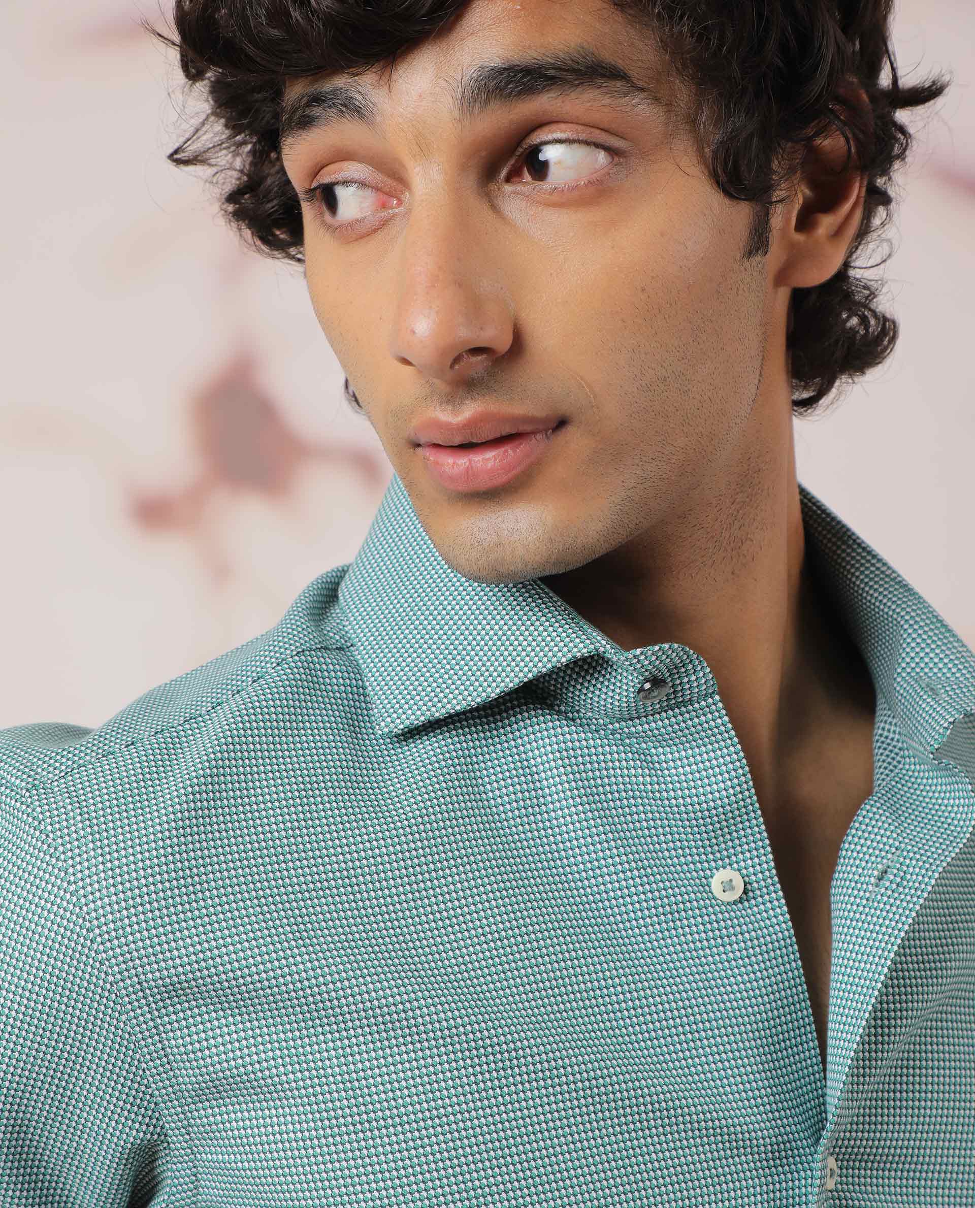 Rare Rabbit Men's Kings Green Cotton Fabric Full Sleeves Check Shirt