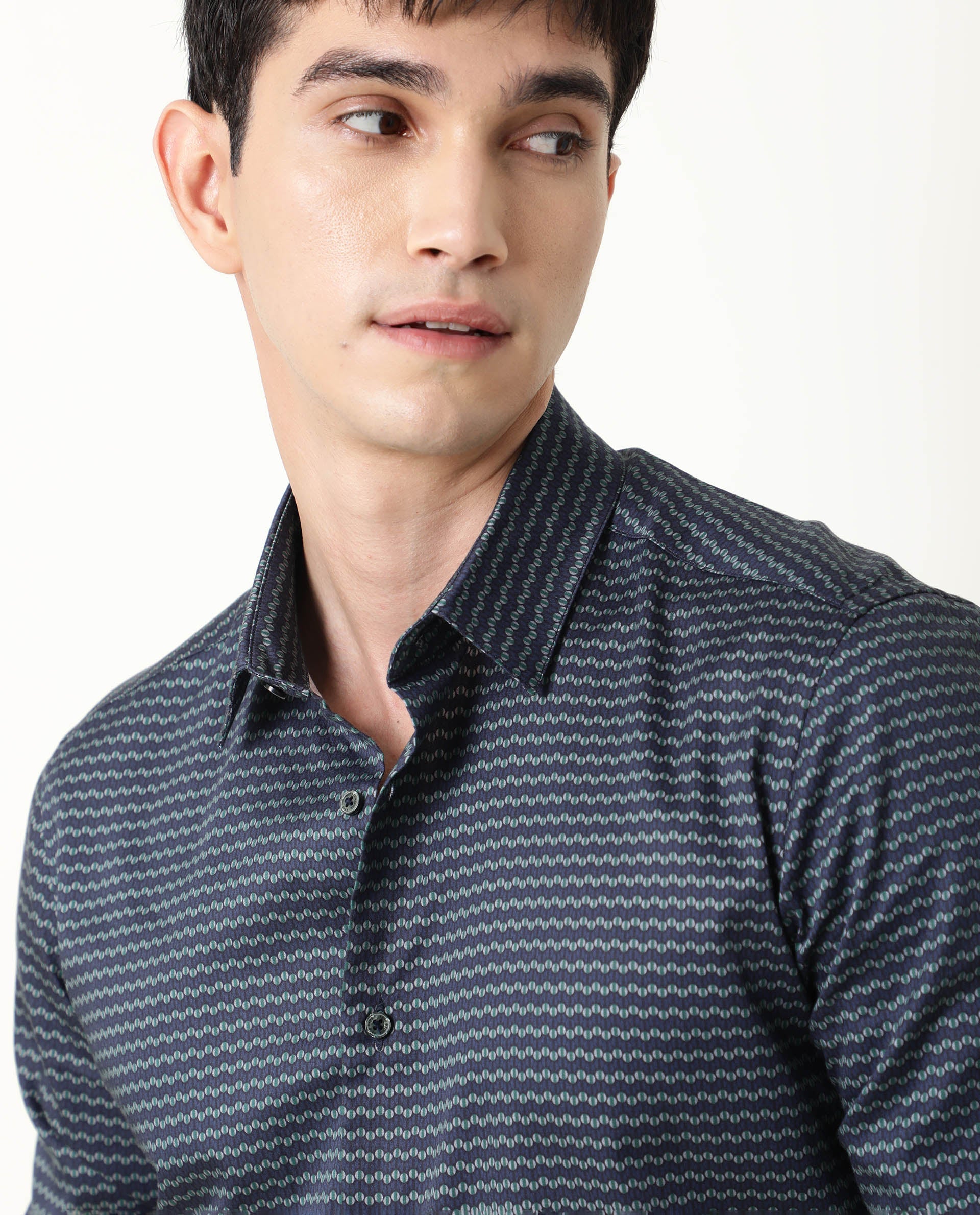 Rare Rabbit Mens Millyy Green Cotton Fabric Full Sleeves Regular Fit Shirt