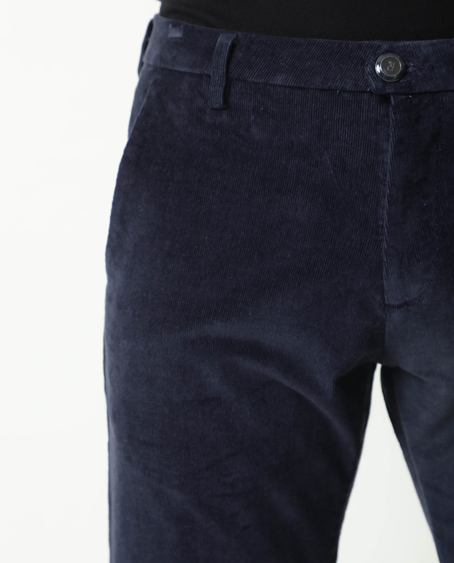 Rare Rabbit Men's Croc Navy Mid-Rise Regular Fit Premium Velvet Trouser