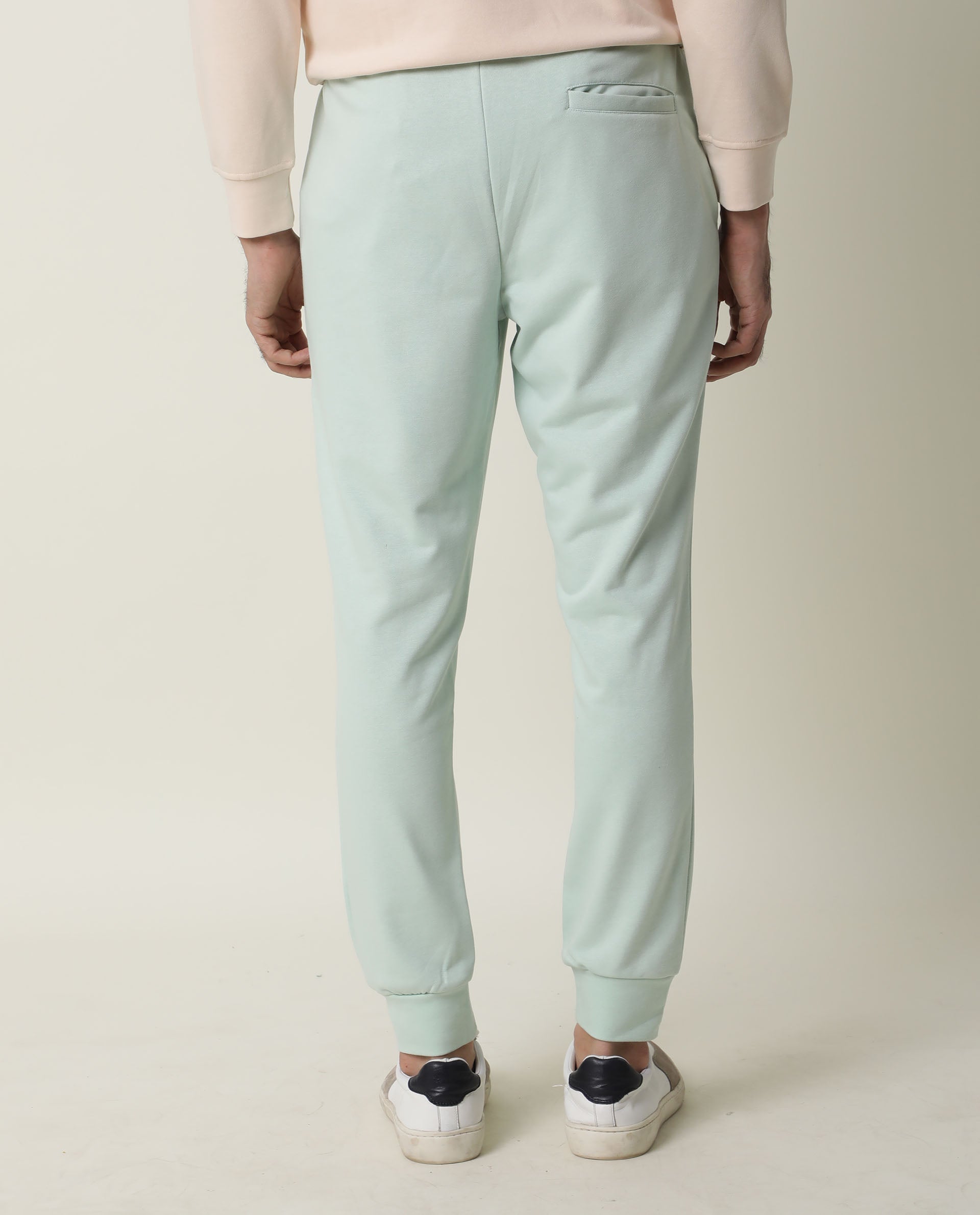 RARE RABBIT ARVON PRIMARY GREEN TRACK PANT COTTON POLY FABRIC SLIM FIT DRAWSTING CLOSURE