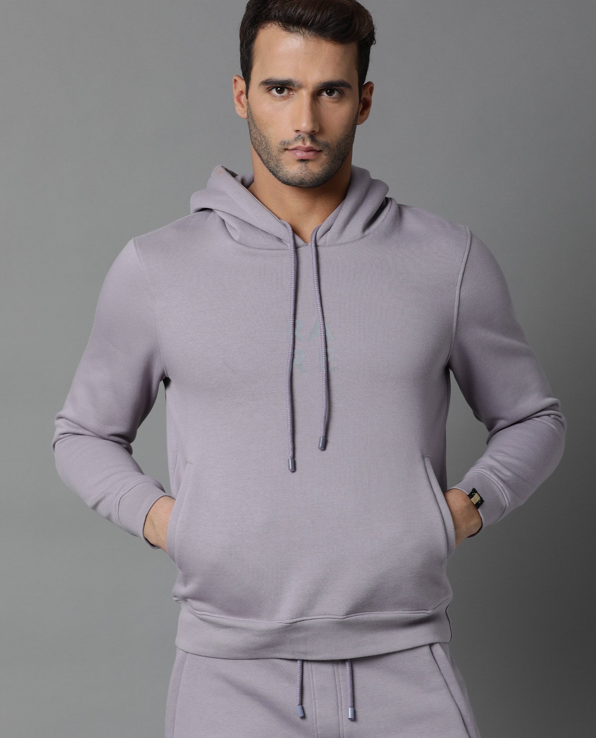 RARE RABBIT LOGGS PRIMARY PURPLE SWEATSHIRT COTTON POLY FABRIC FULL SLEEVE HOODIE SLIM FIT