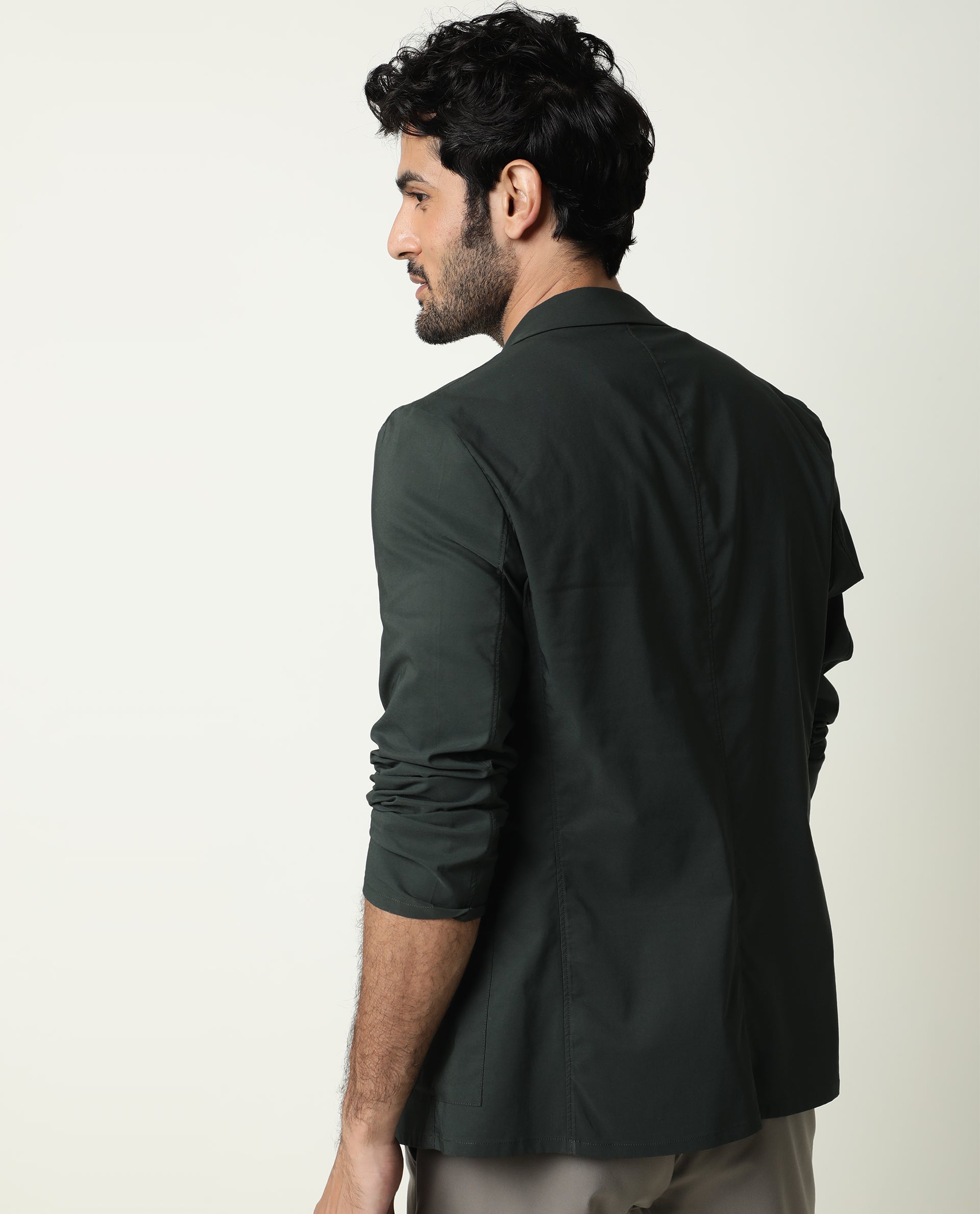 Rare Rabbit Men's Glaze Green Plain Lightweight Blazer/Jacket