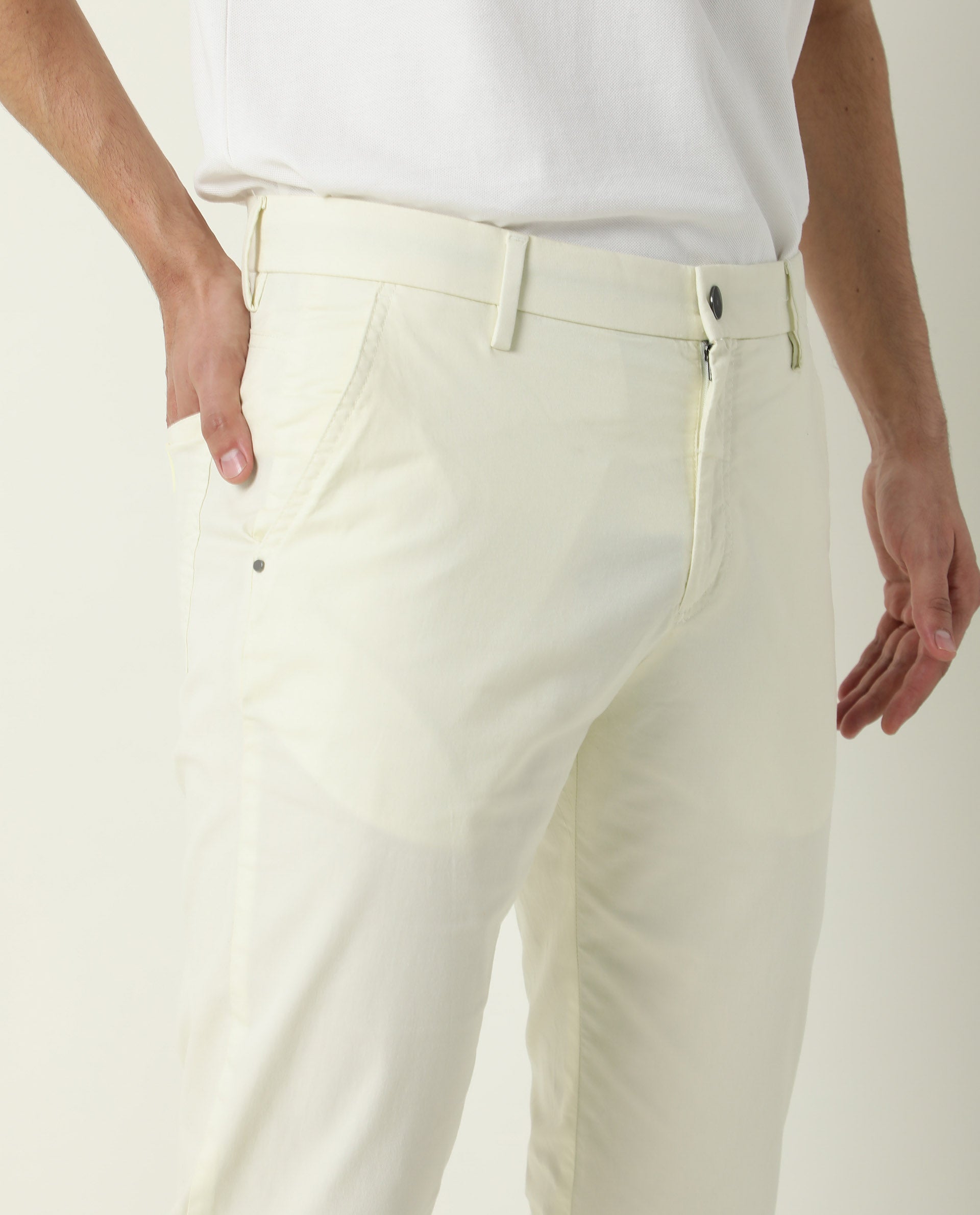 Rare Rabbit Men's Popins Flouroscent Green Solid Mid-Rise Slim Fit Trouser