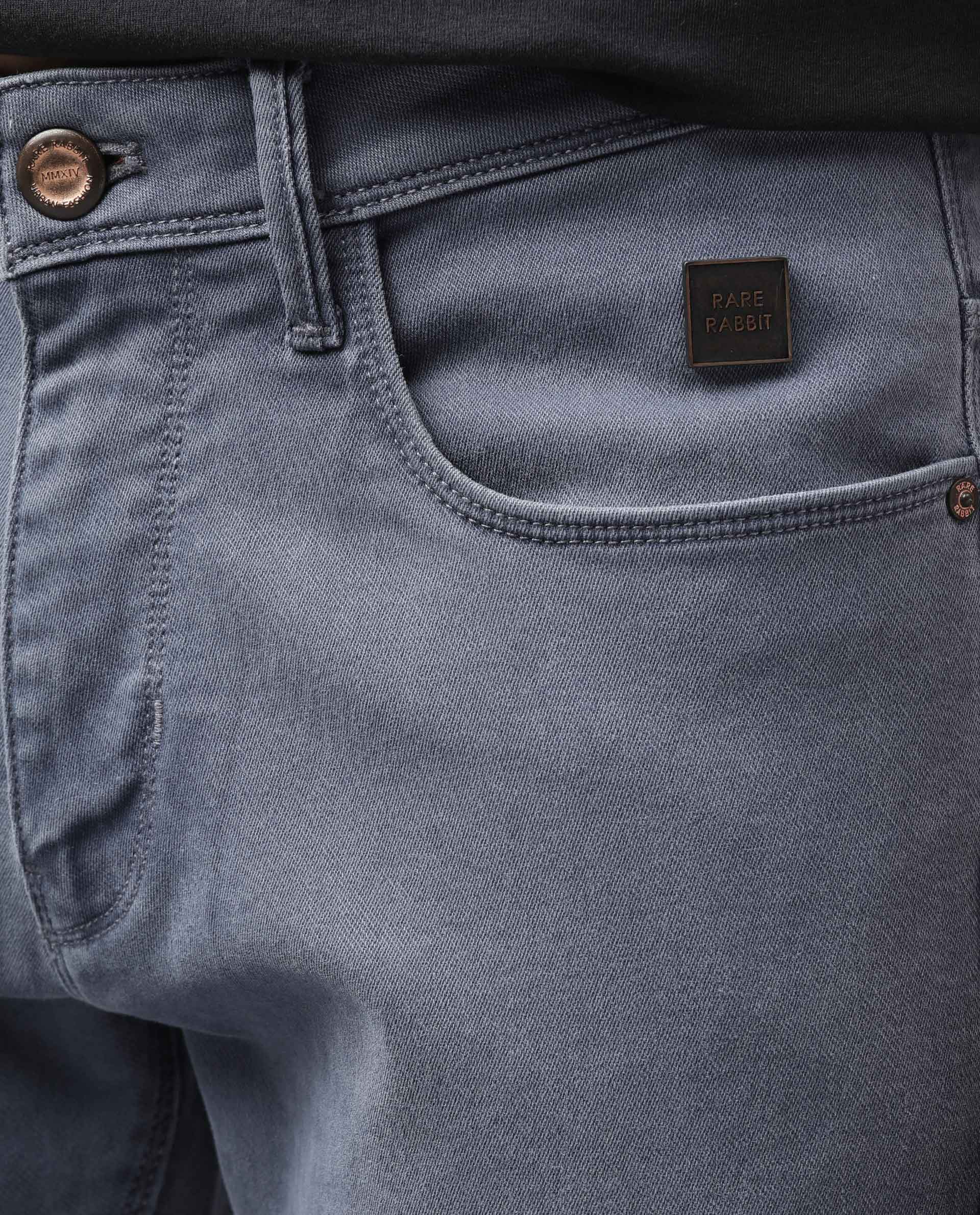 Rare Rabbit Men's Luna Pastel Purple Garment Dyed Mid-Rise Jeans