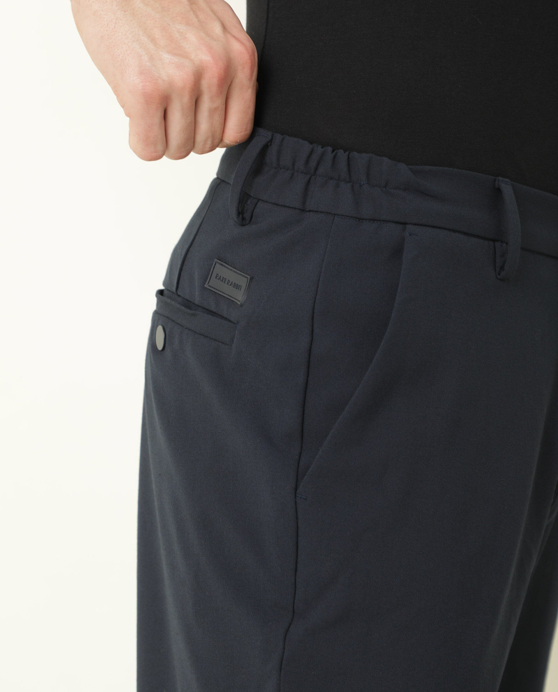 Rare Rabbit Mens Trip Navy Mid Rise Regular Fit Solid Shorts