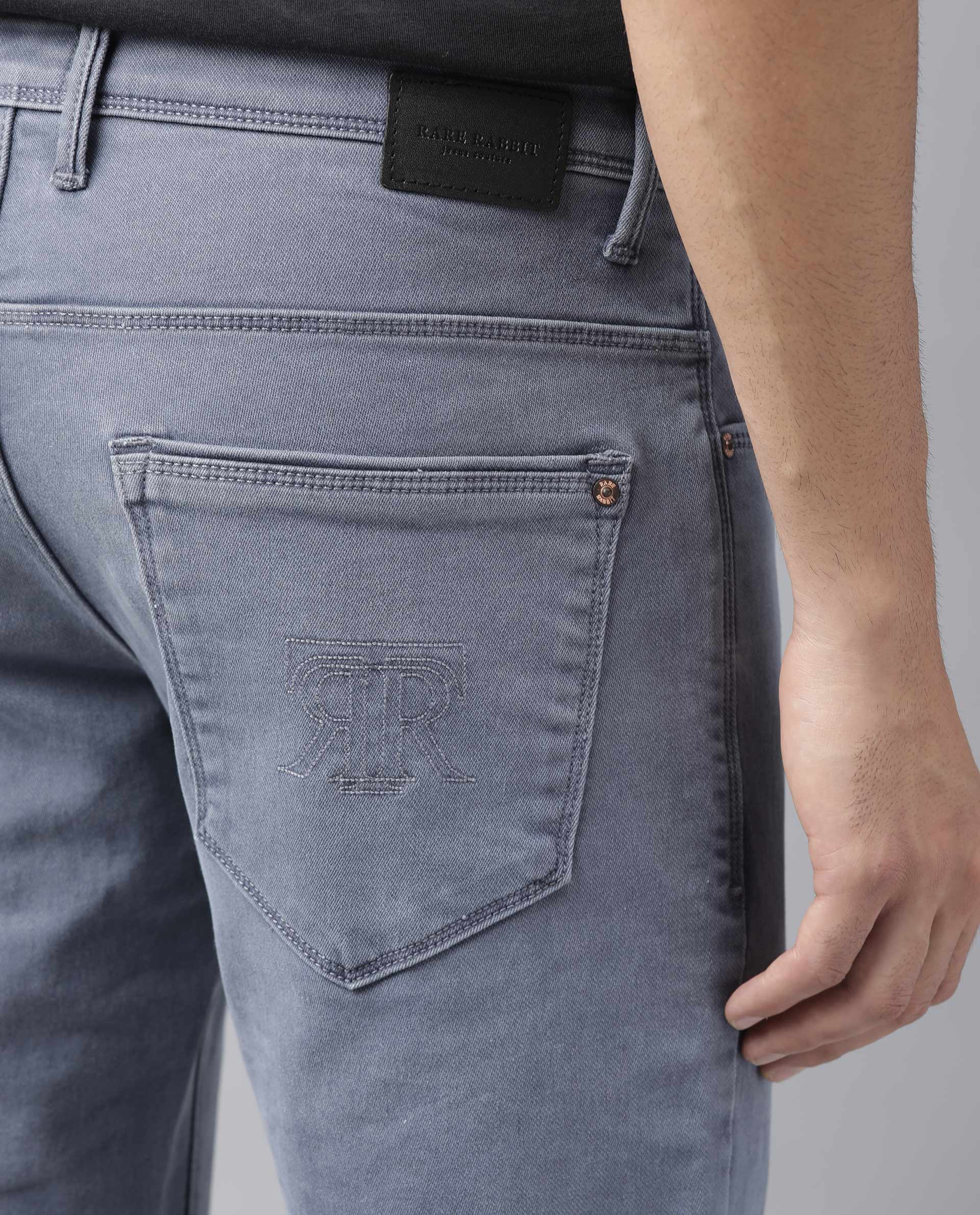 Rare Rabbit Men's Luna Pastel Purple Garment Dyed Mid-Rise Jeans