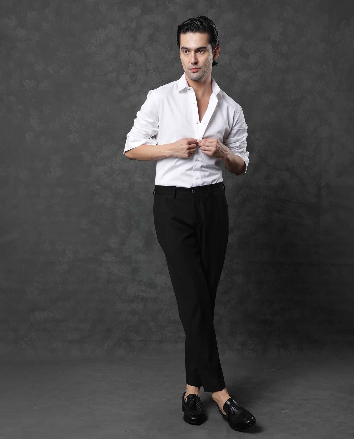 Rare Rabbit Men'S Cent White Shirt Cotton Fabric Collared Neck Full Sleeves Button Closure Slim Fit