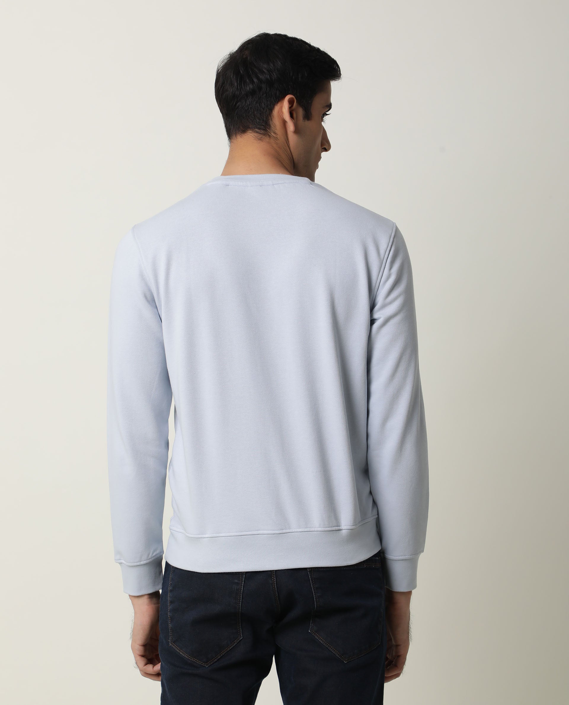 Rare Rabbit Jade Primary Blue Sweatshirt Cotton Poly Fabric Full Sleeve Crew Neck Slim Fit
