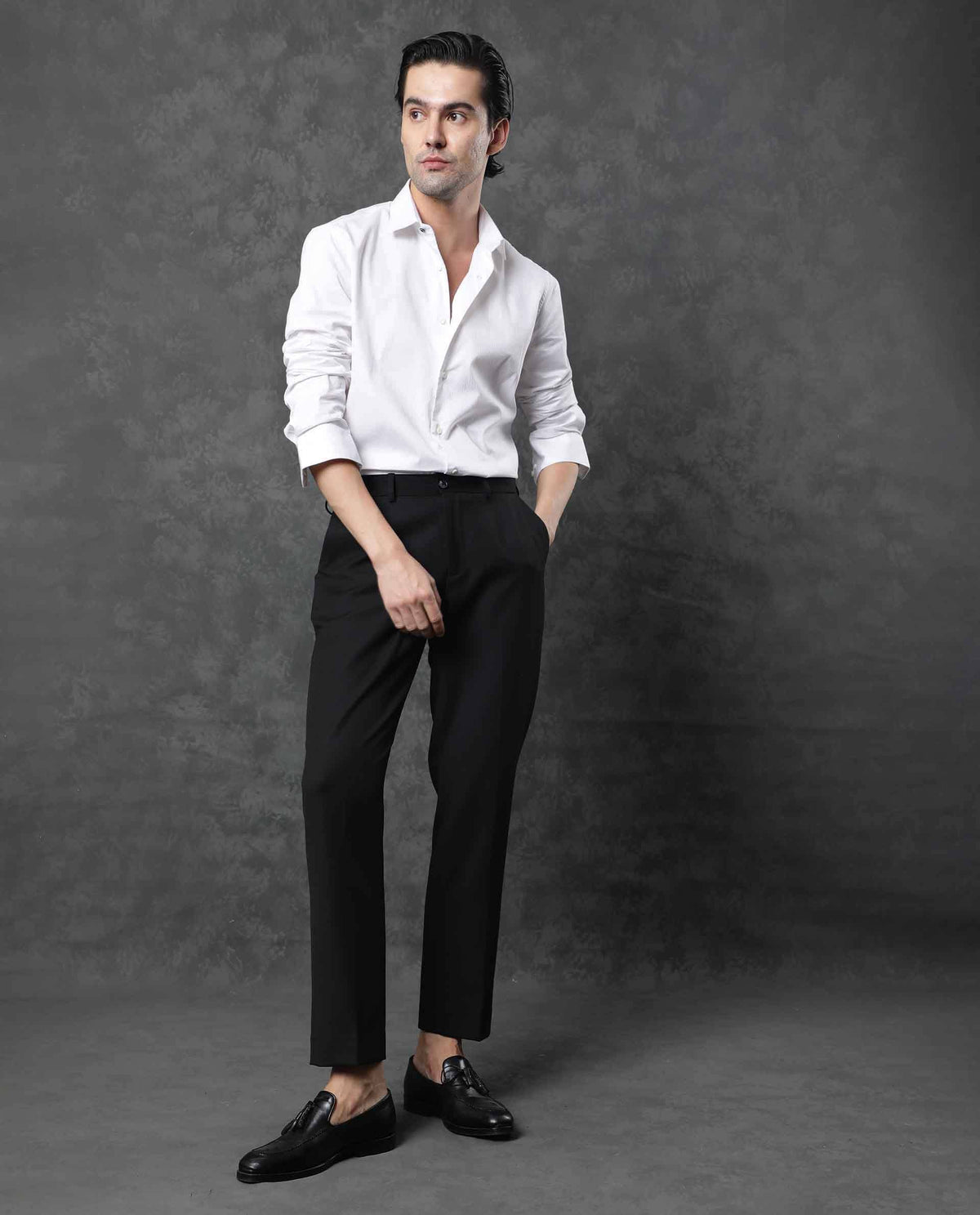 Rare Rabbit Men'S Cent White Shirt Cotton Fabric Collared Neck Full Sleeves Button Closure Slim Fit