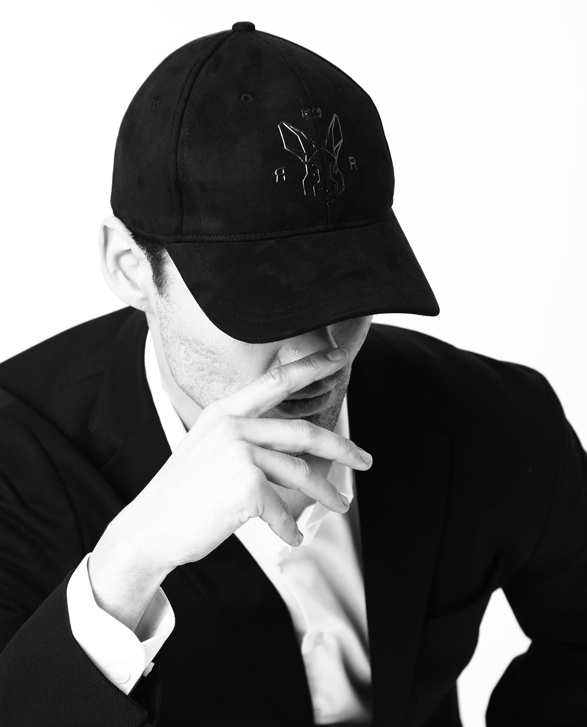 RARE RABBIT KEVIN-2 PRIMARY BLACK CAP VELVET FABRIC