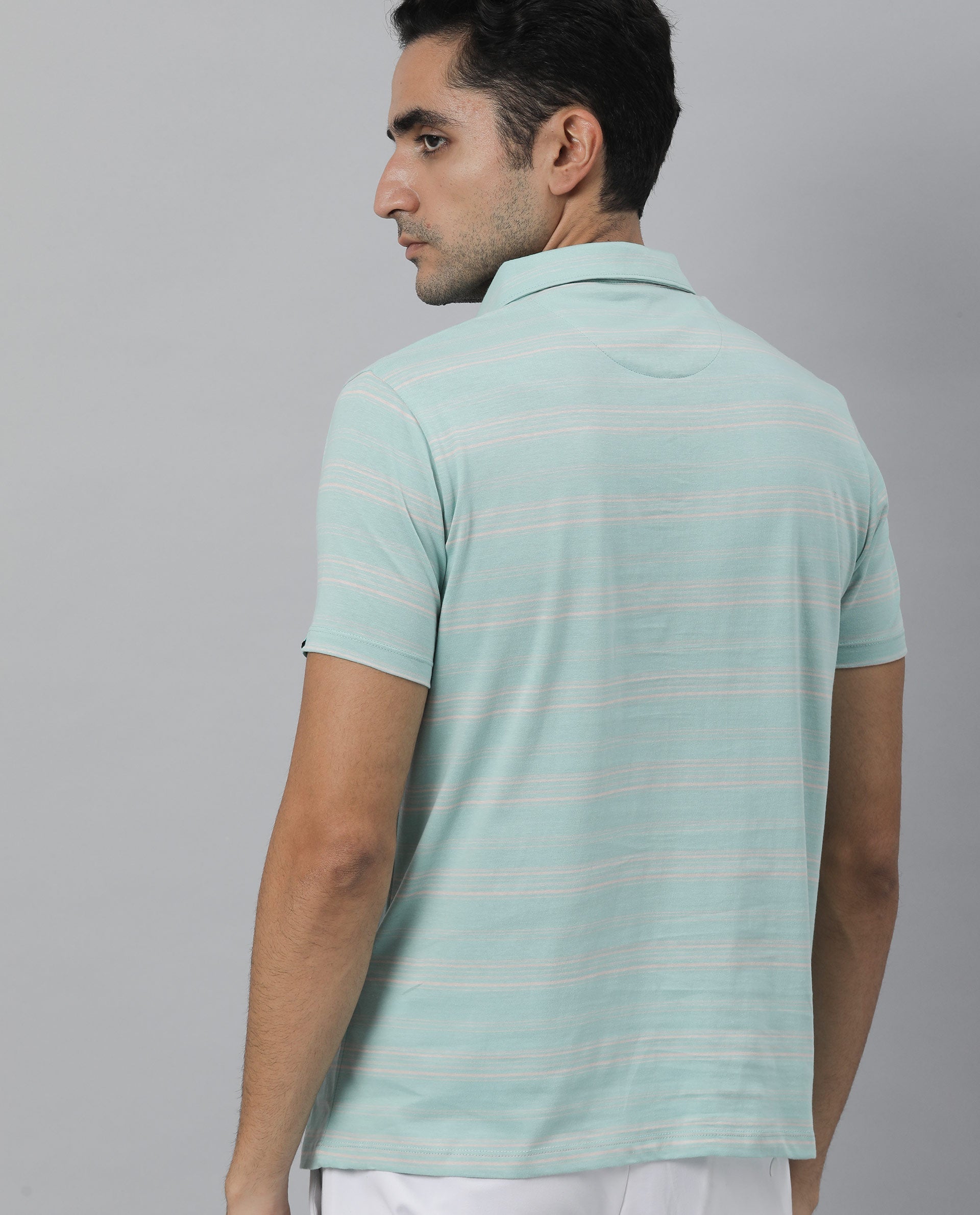 RARE RABBIT NEON LIGHT TURQ POLO COTTON FABRIC SHORT SLEEVE POLO COLLAR SLIM FIT