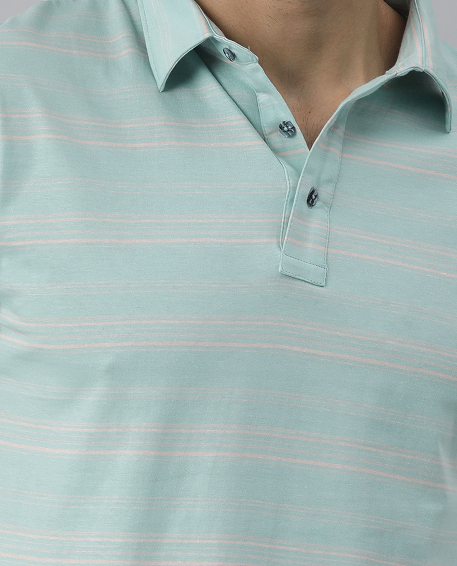 RARE RABBIT NEON LIGHT TURQ POLO COTTON FABRIC SHORT SLEEVE POLO COLLAR SLIM FIT