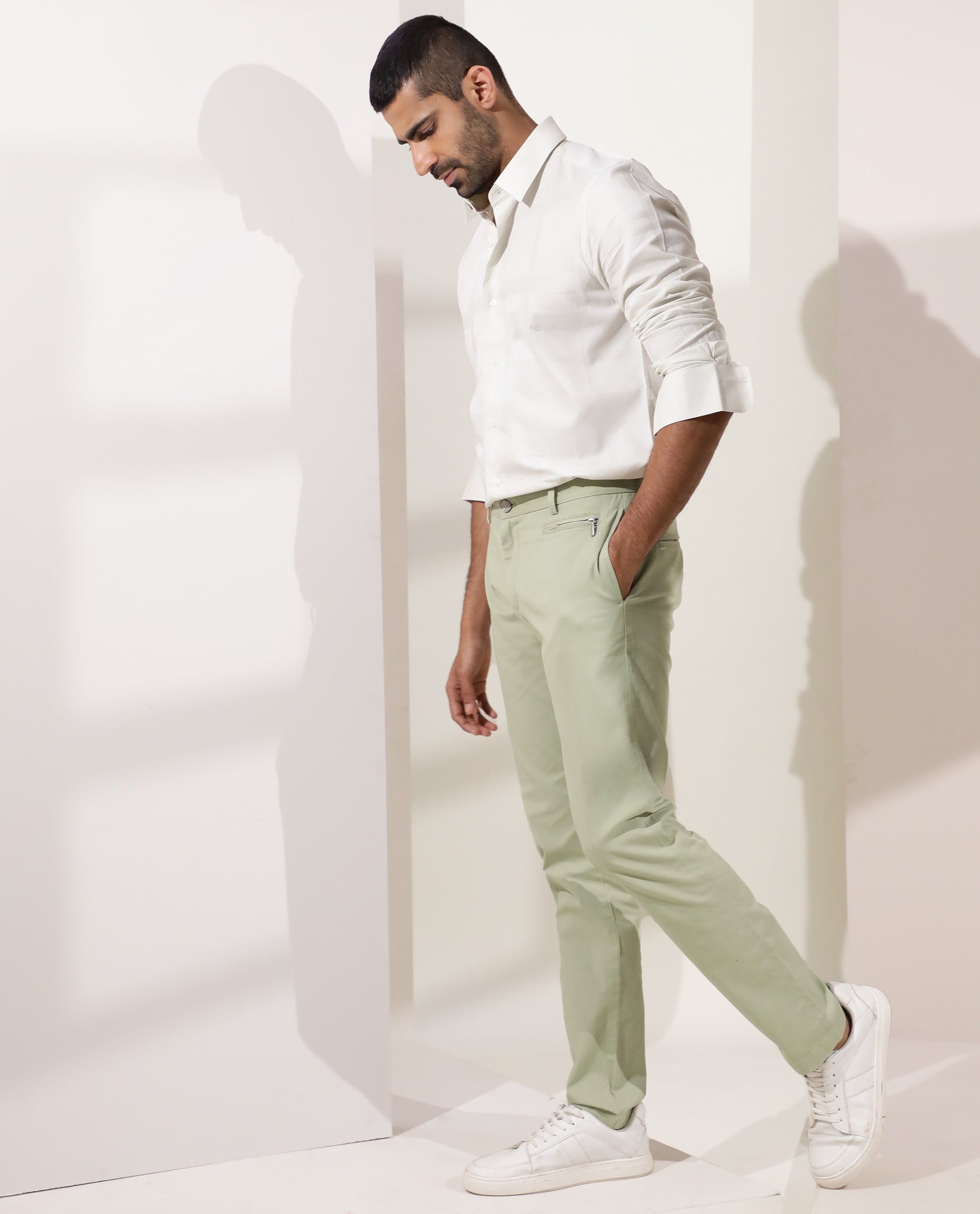 Rare Rabbit Men's Boxline Off White Cotton Lyocell Fabric Full Sleeves Checks Shirt