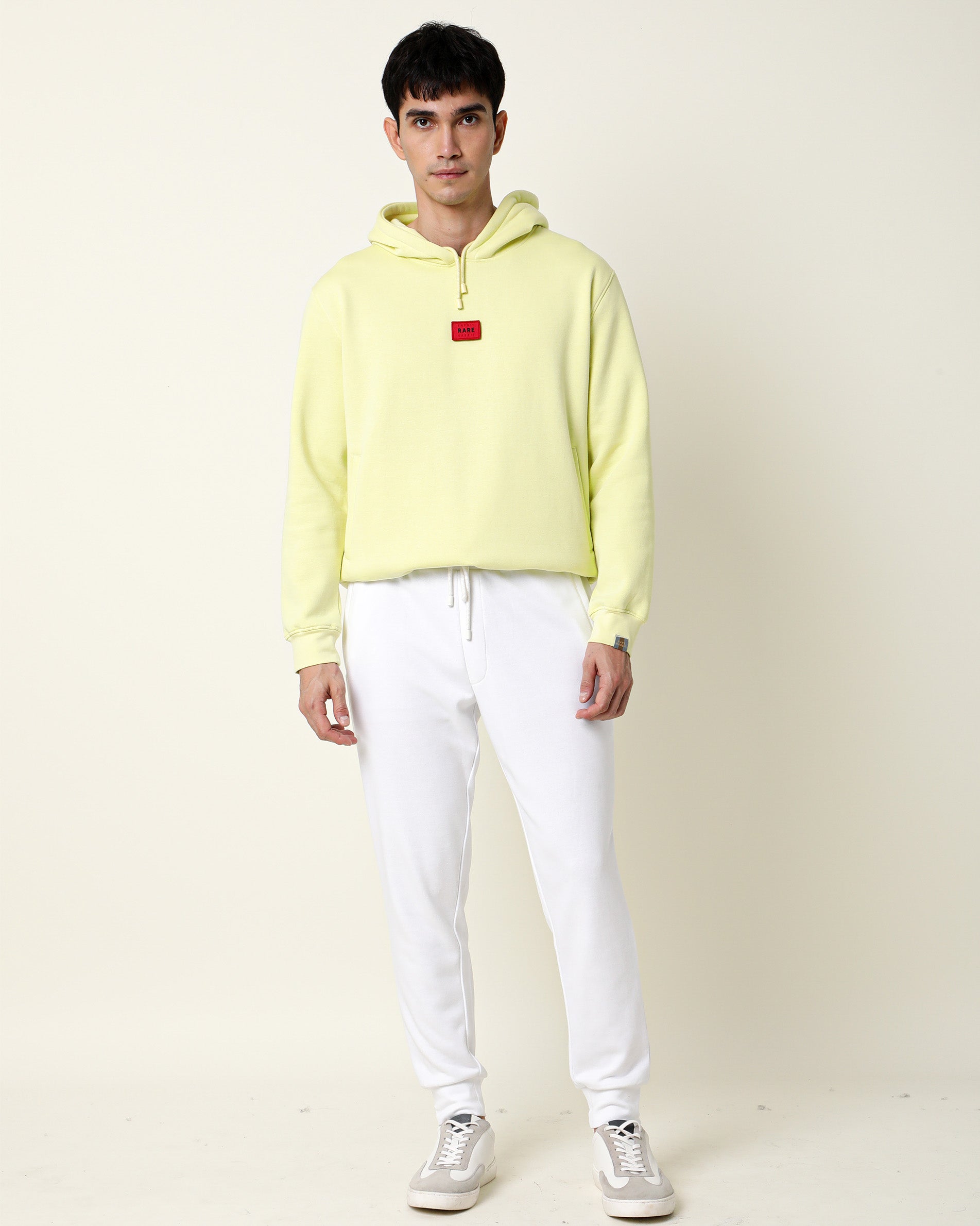 Rare Rabbit Men's Titan White Slim Fit Mid Rise Knitted Track Pant