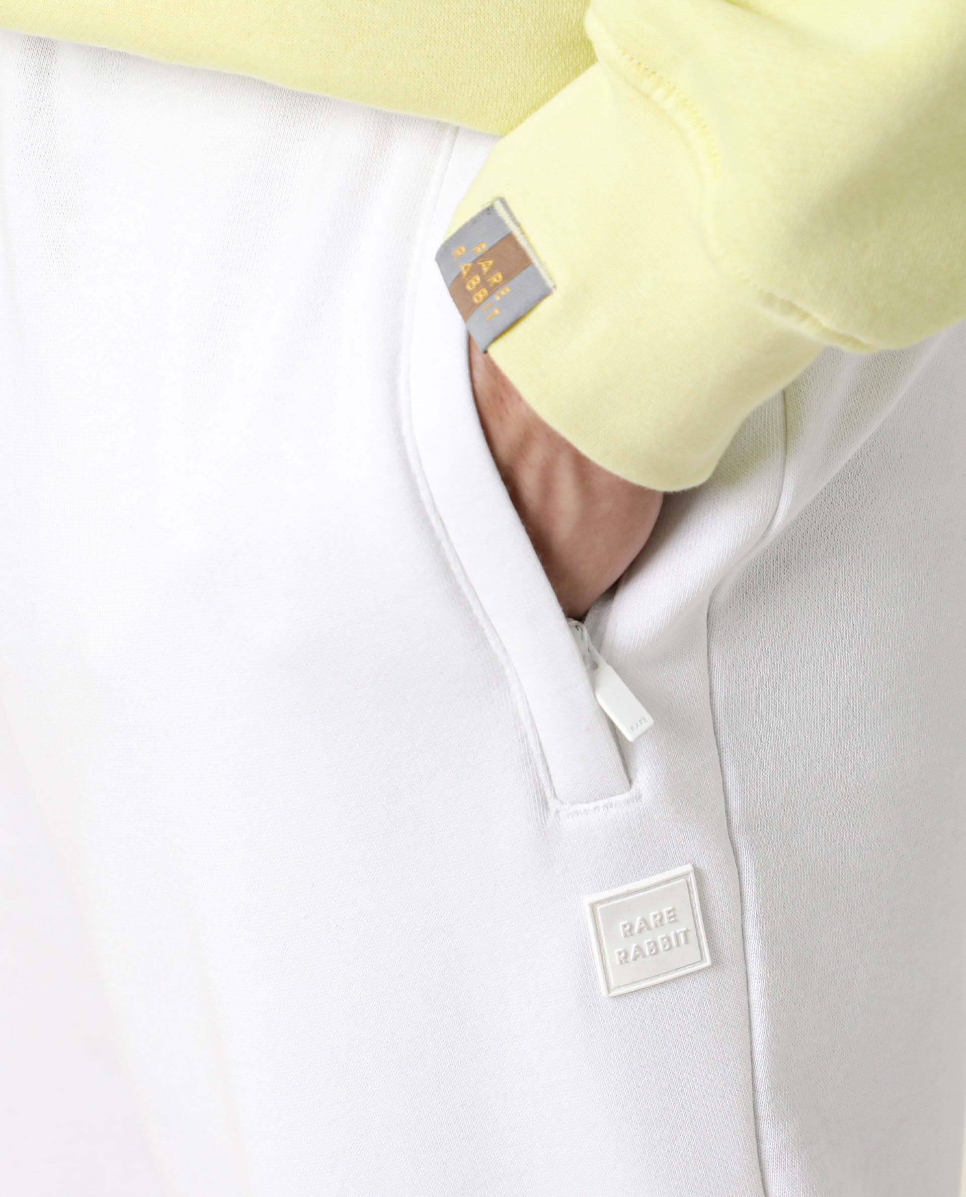 Rare Rabbit Men's Titan White Slim Fit Mid Rise Knitted Track Pant