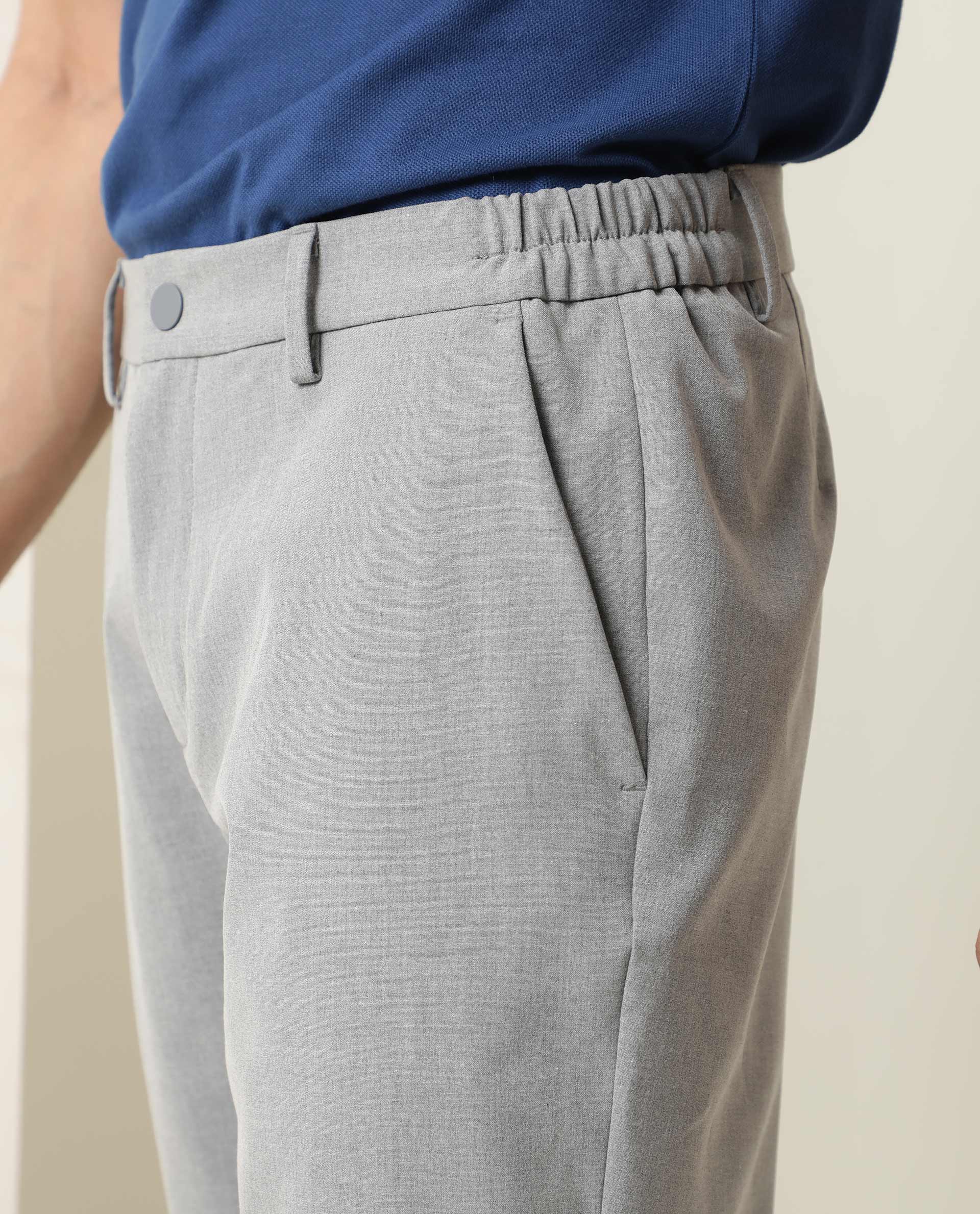 Rare Rabbit Men's Trip Grey Regular Fit Mid Rise Knee Length Shorts