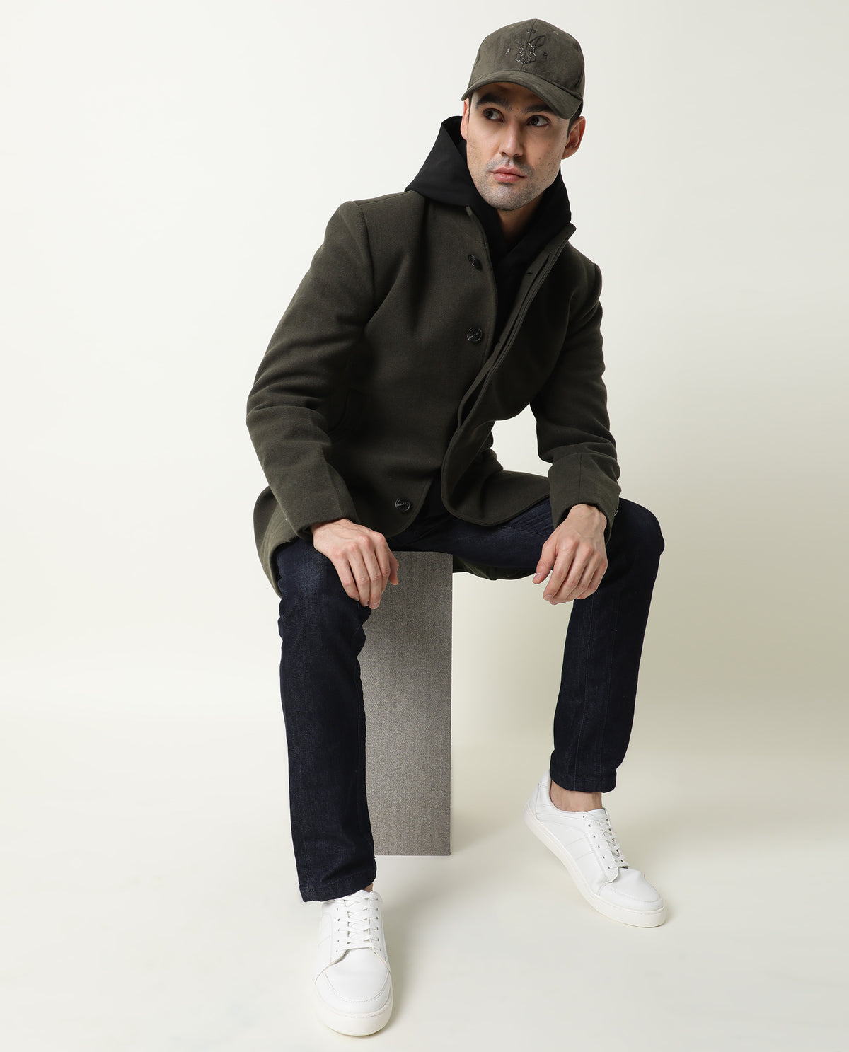 RARE RABBIT KEVIN-2 PRIMARY OLIVE CAP VELVET FABRIC