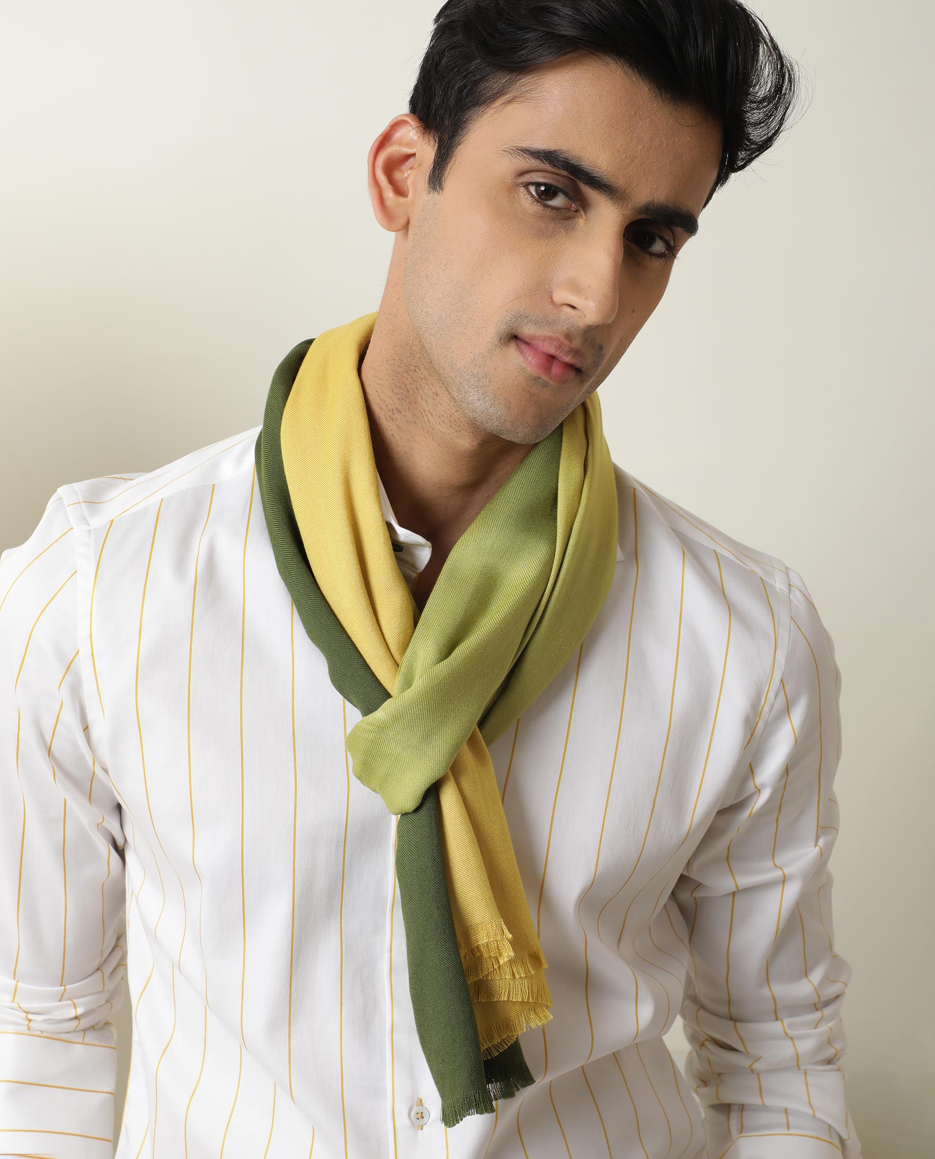 Rare Rabbit Men's Breom Mustard Ombre Scarf