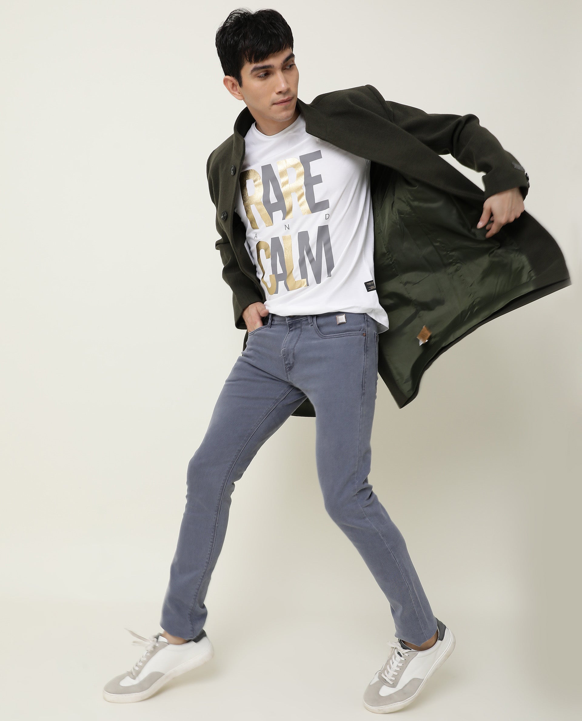 Rare Rabbit Men's Luna Pastel Purple Garment Dyed Mid-Rise Jeans