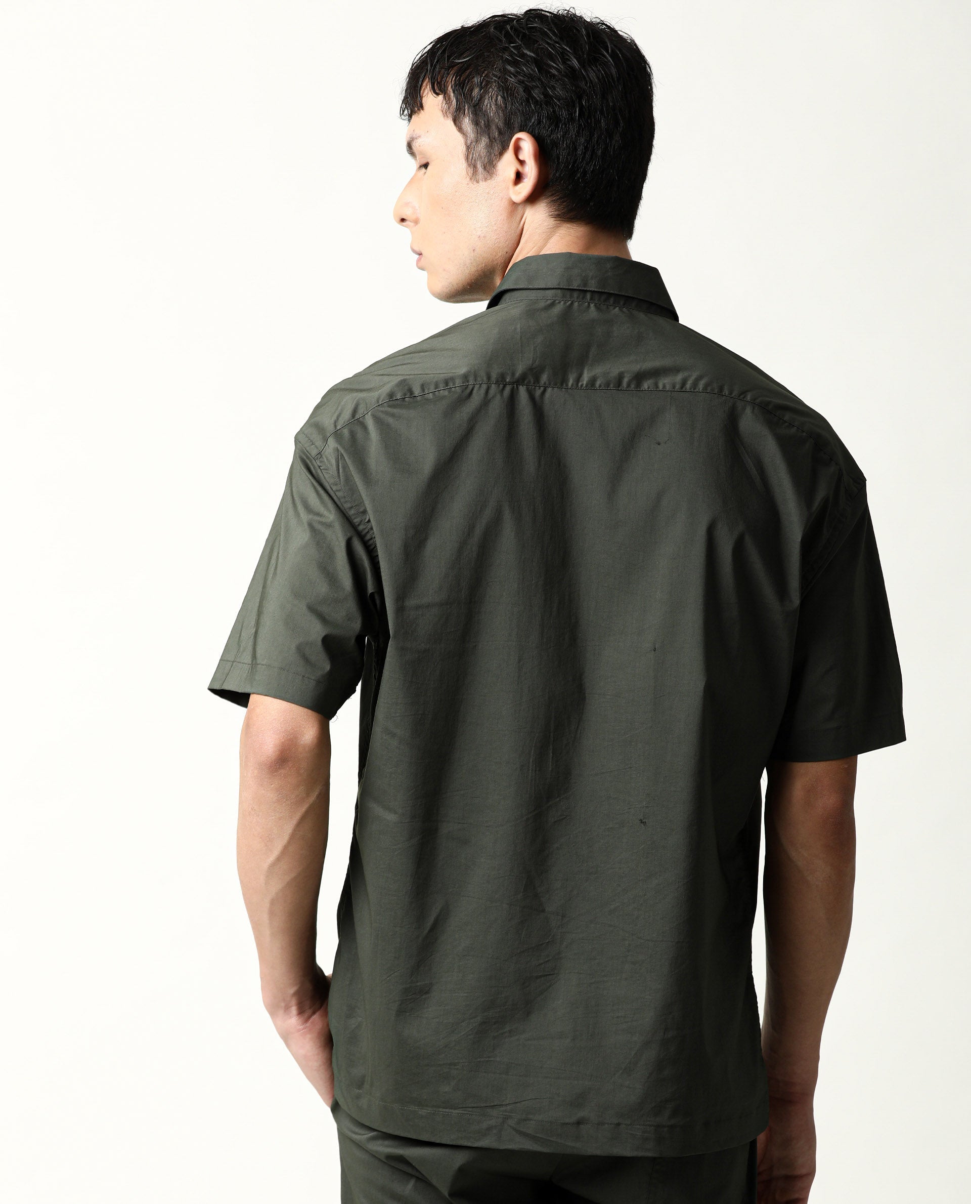 Rare Rabbit Men's Shibuya Olive Polycotton Fabric Half Sleeves Shirt