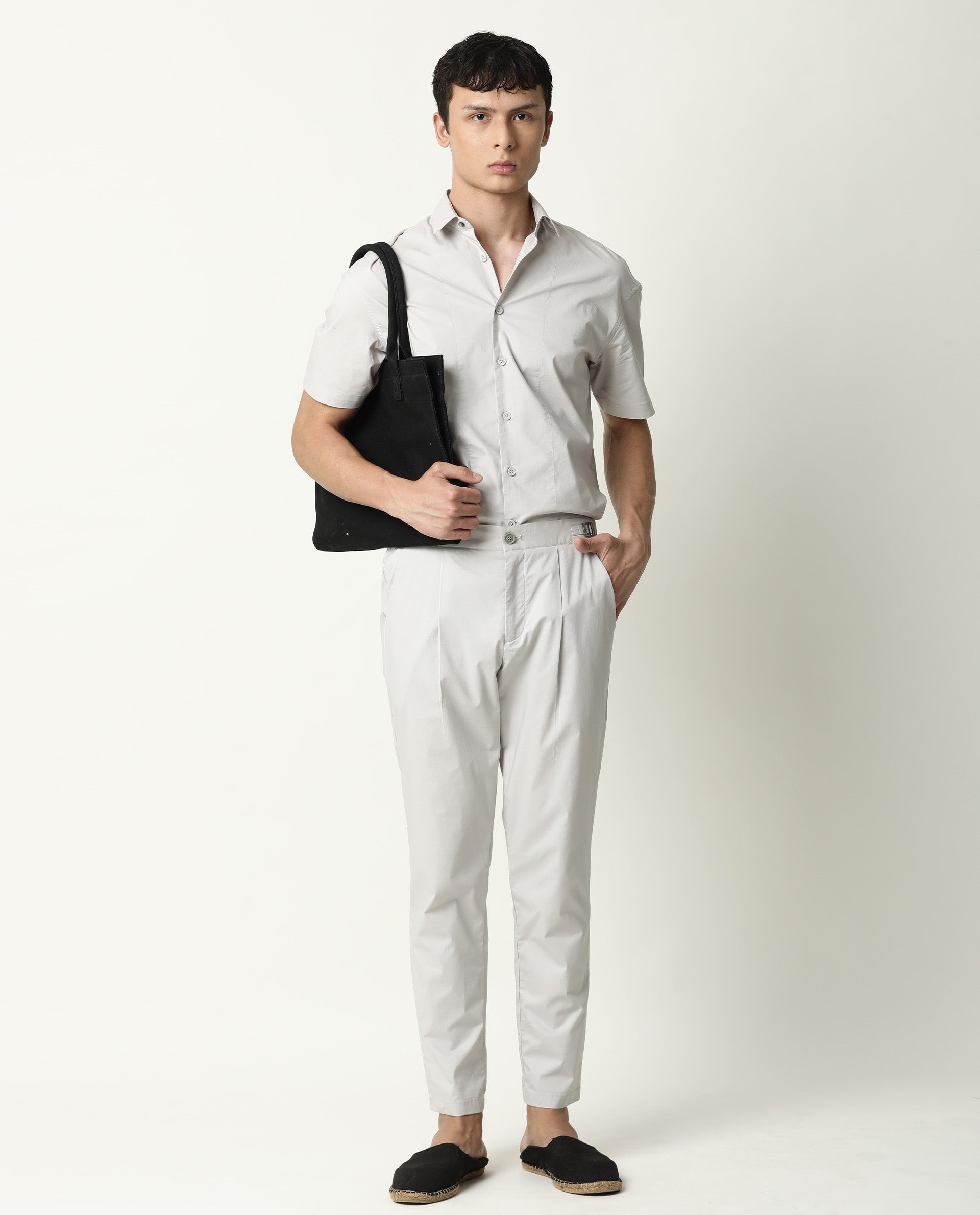 Rare Rabbit Men's Shibuya Beige Polycotton Fabric Half Sleeves Shirt