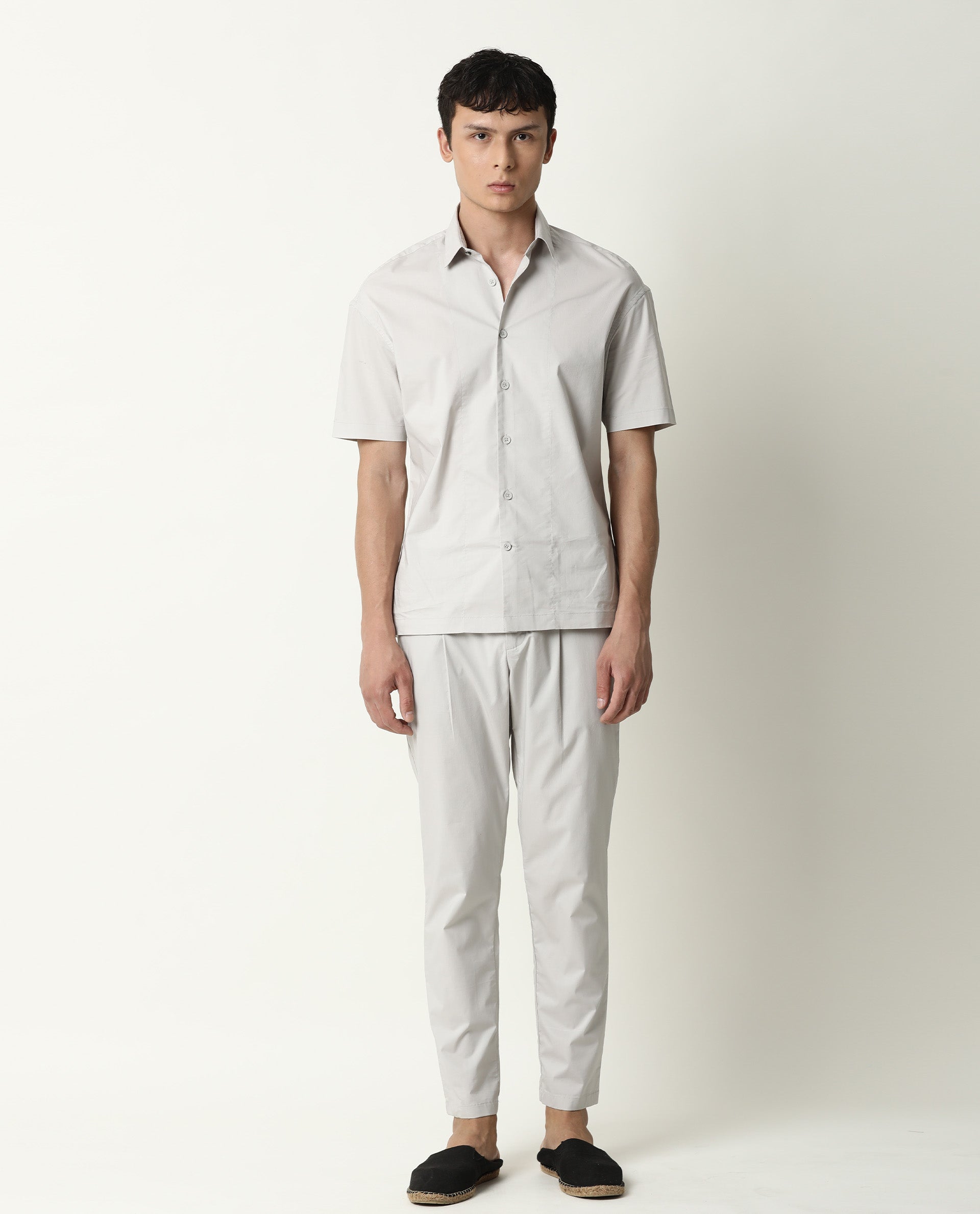 Rare Rabbit Men's Shibuya Beige Polycotton Fabric Half Sleeves Shirt