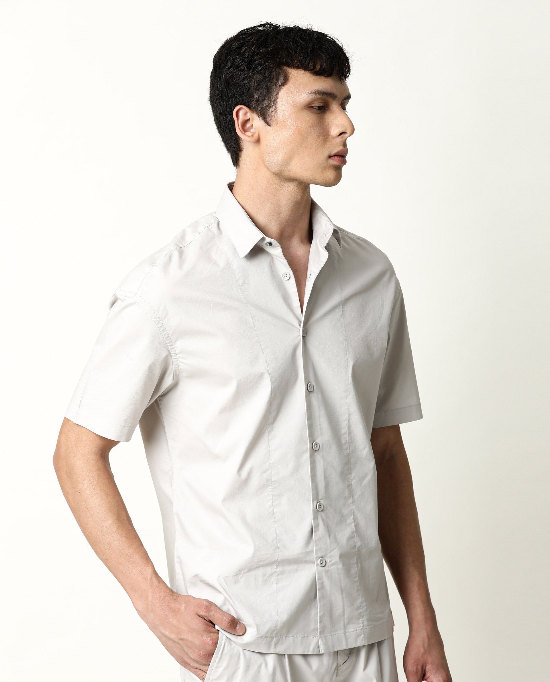 Rare Rabbit Men's Shibuya Beige Polycotton Fabric Half Sleeves Shirt