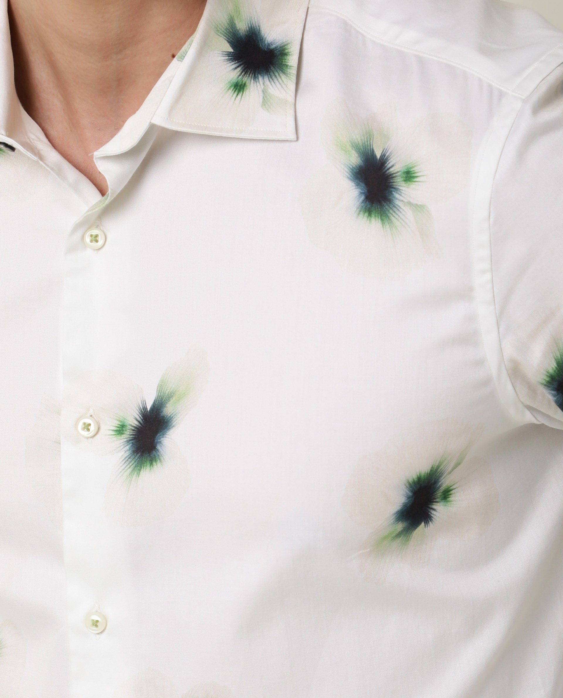 Rare Rabbit Men's Laccoss Off White Cotton Fabric Floral Print Full Sleeves Shirt