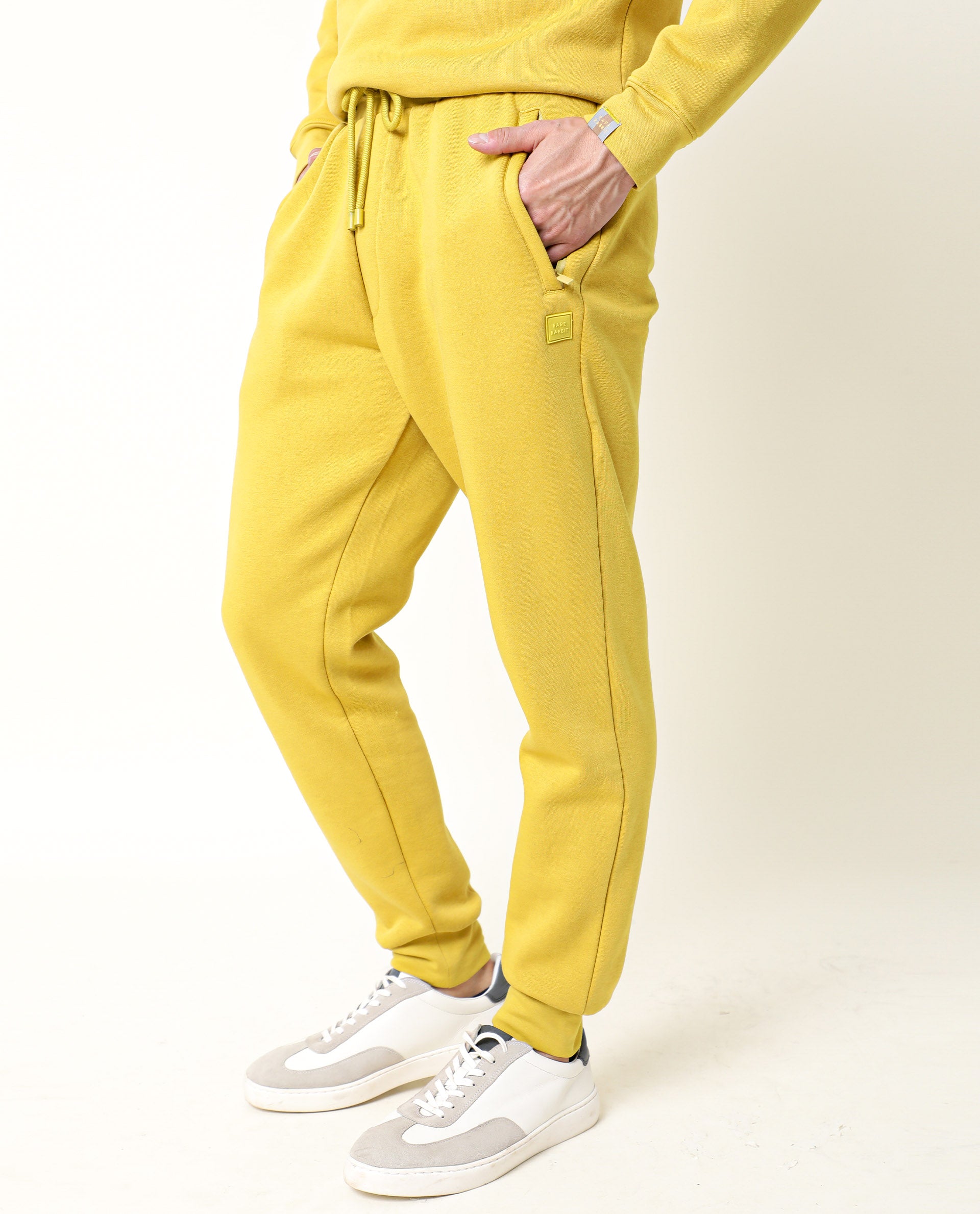 Rare Rabbit Men's Chase Mustard Cotton Polyester Fabric Slim Fit Mid Rise Track Pant