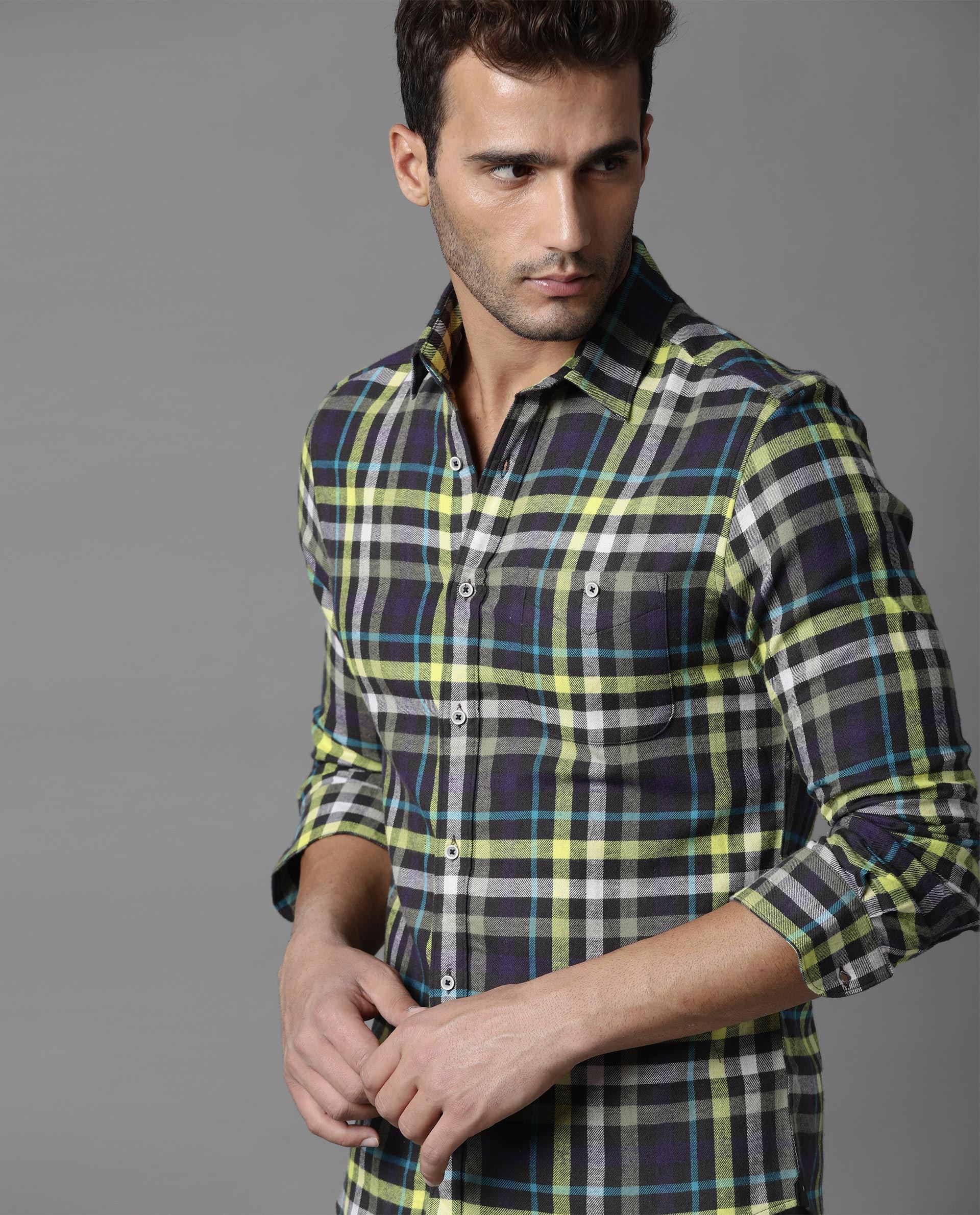 RARE RABBIT LIMA PRIMARY NAVY SHIRT COTTON FABRIC FULL SLEEVE SPREAD COLLAR SLIM FIT