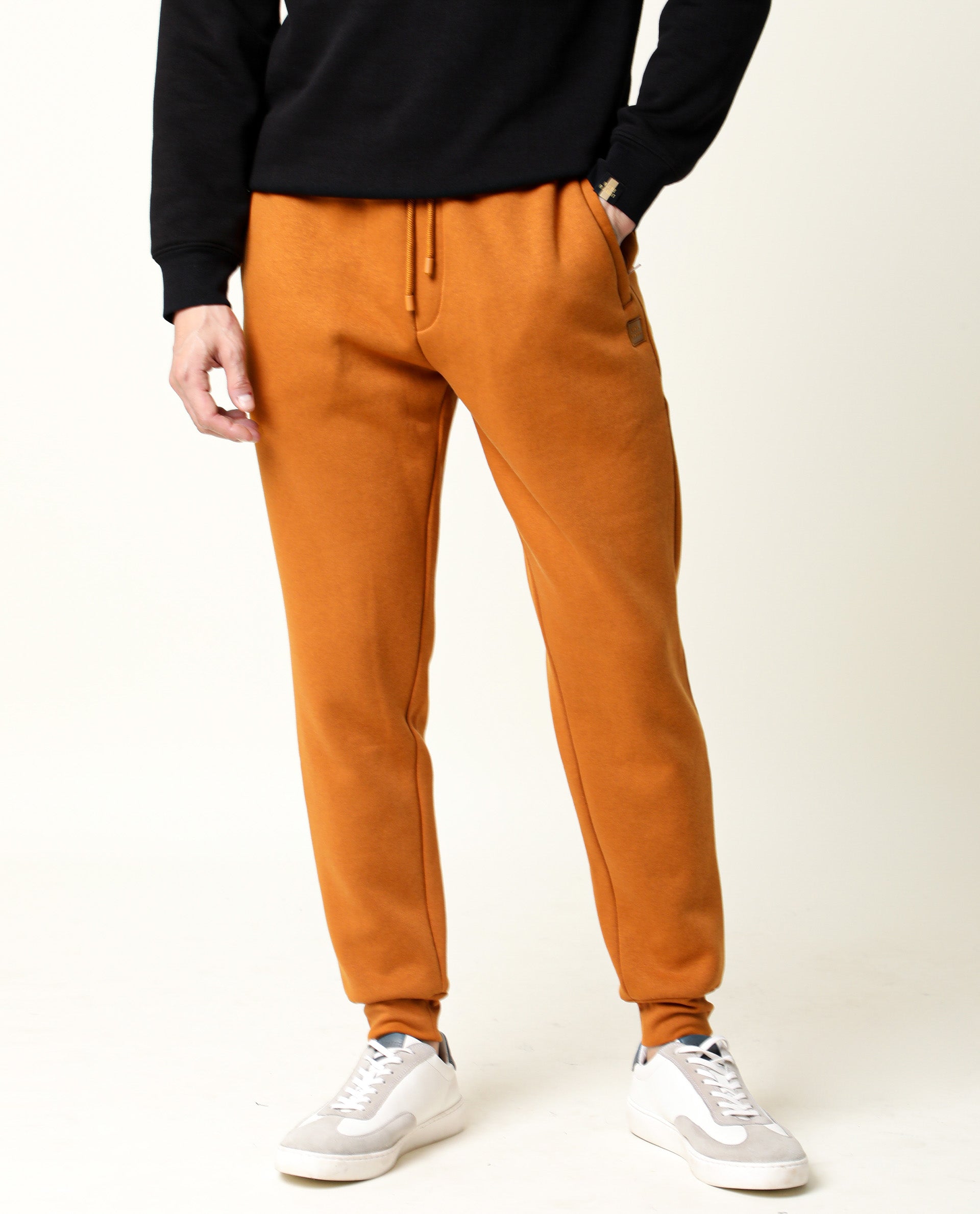 Rare Rabbit Men'S Chase Rust Track Pant Cotton Polyester Fabric Drawstring Slim Fit