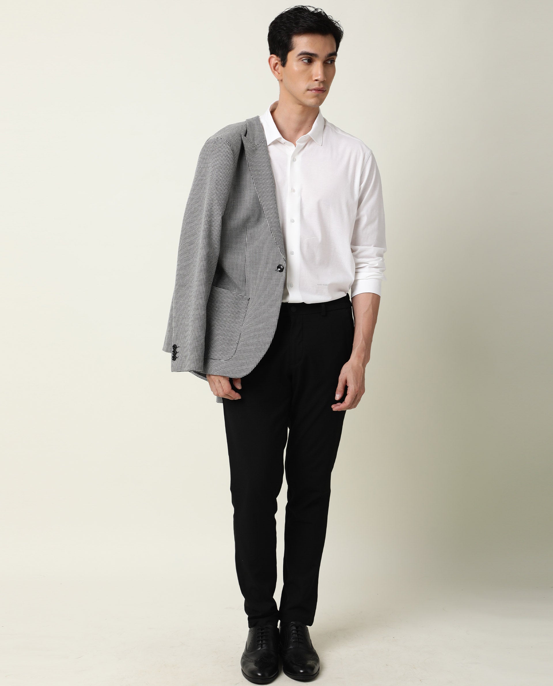 Rare Rabbit Men's Villas White Cotton Fabric Full Sleeves Solid Shirt