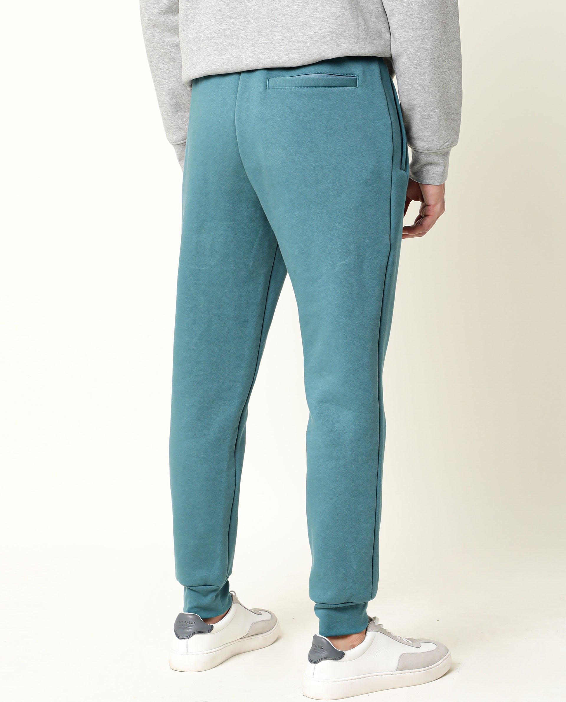 RARE RABBIT MEN'S CHASE PASTEL TURQ TRACK PANT COTTON POLYESTER FABRIC DRAWSTRING SLIM FIT