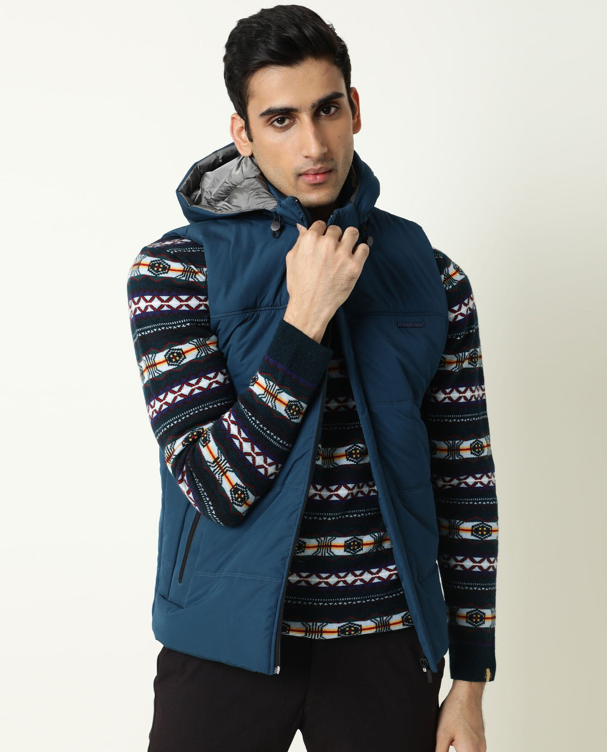 RARE RABBIT MEN'S FARE DARK GREEN PULLOVER ACRYLIC FABRIC ROUND NECK FULL SLEEVES SLIM FIT