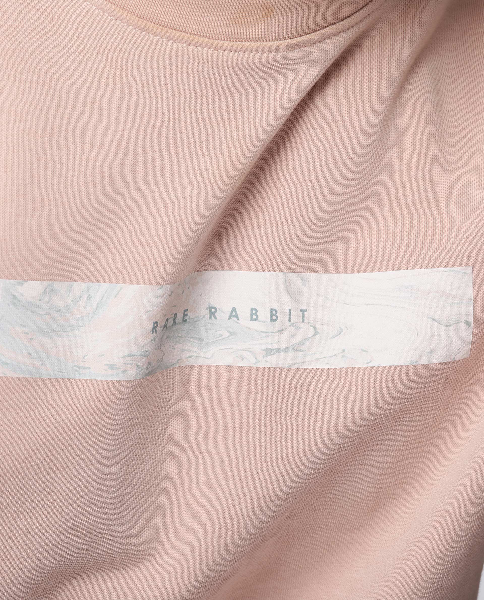 RARE RABBIT MARS LIGHT PEACH SWEATSHIRT COTTON POLY FABRIC FULL SLEEVE CREW NECK SLIM FIT