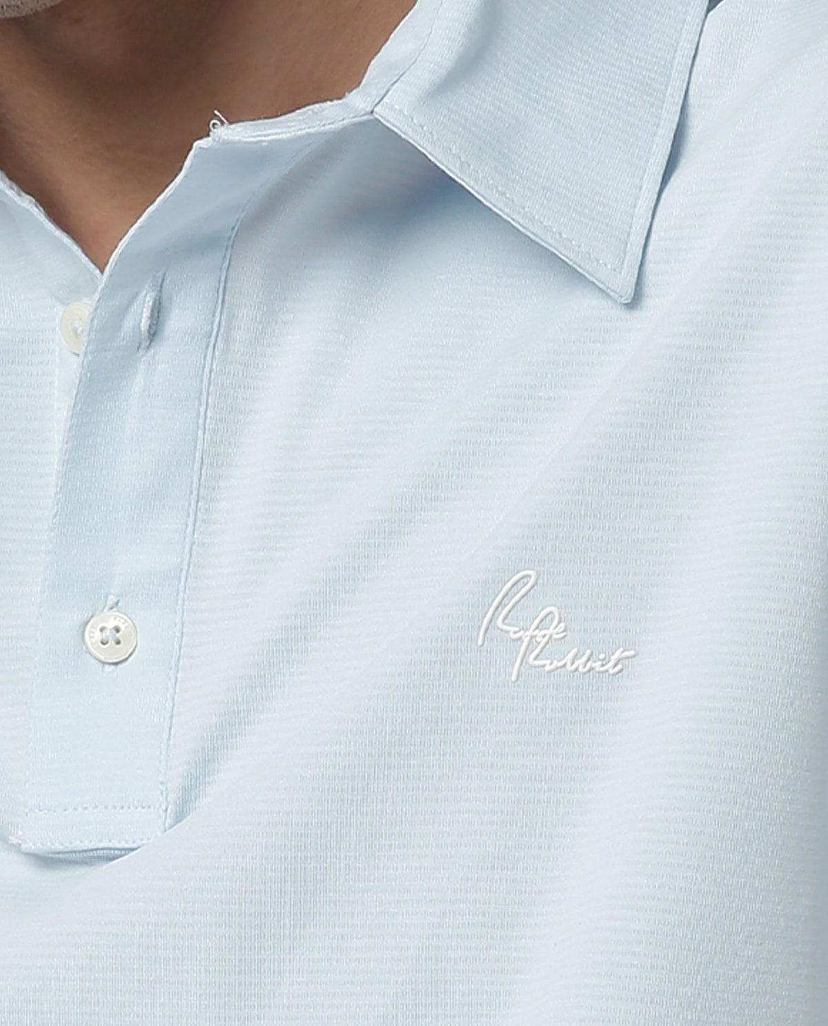 Rare Rabbit Men's Sailor Blue Solid Cotton Fabric Collared Neck Half-Sleeve Polo