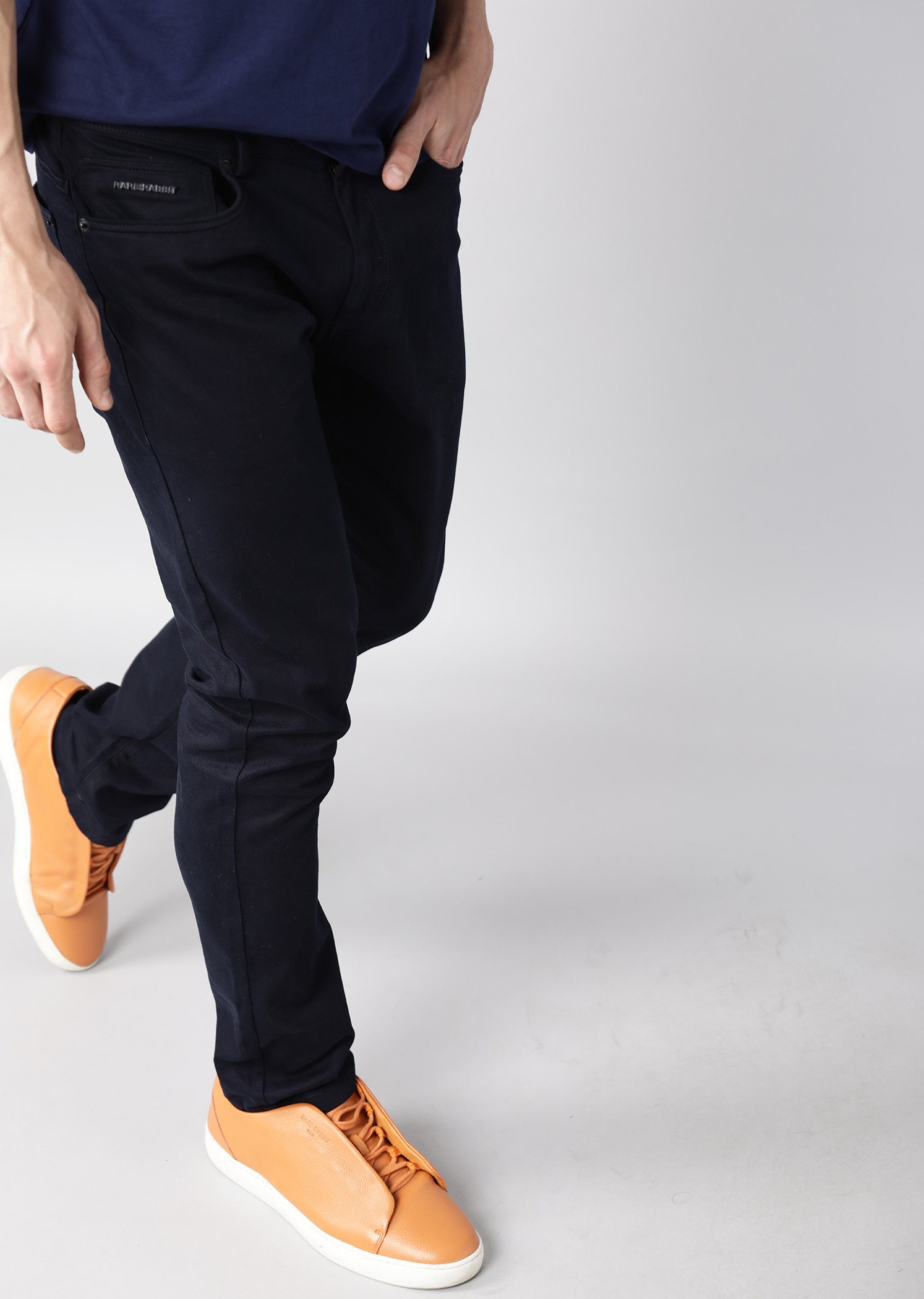 Rare Rabbit Men's Spoke Navy Solid Mid-Rise Regular Fit Trouser