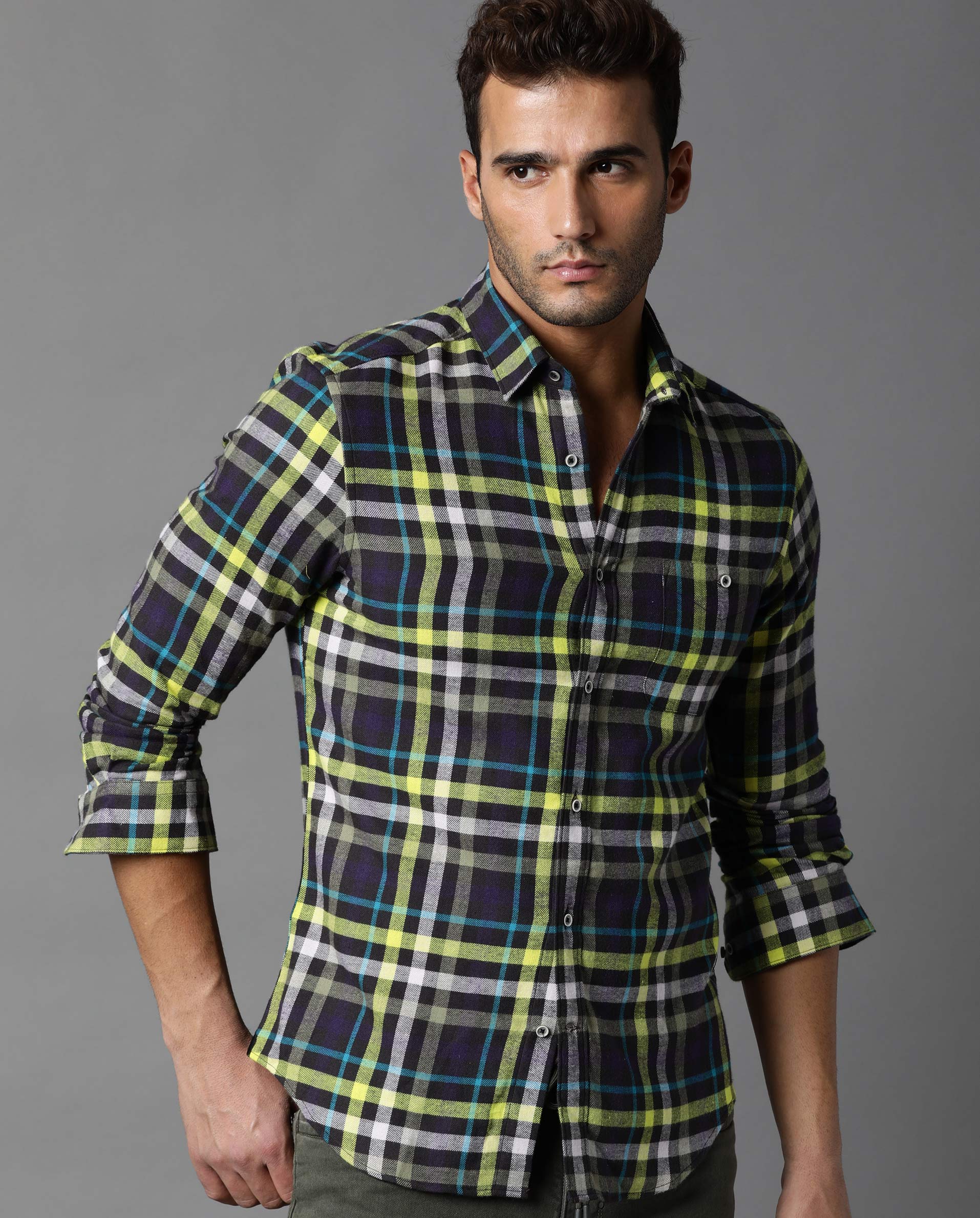 RARE RABBIT LIMA PRIMARY NAVY SHIRT COTTON FABRIC FULL SLEEVE SPREAD COLLAR SLIM FIT