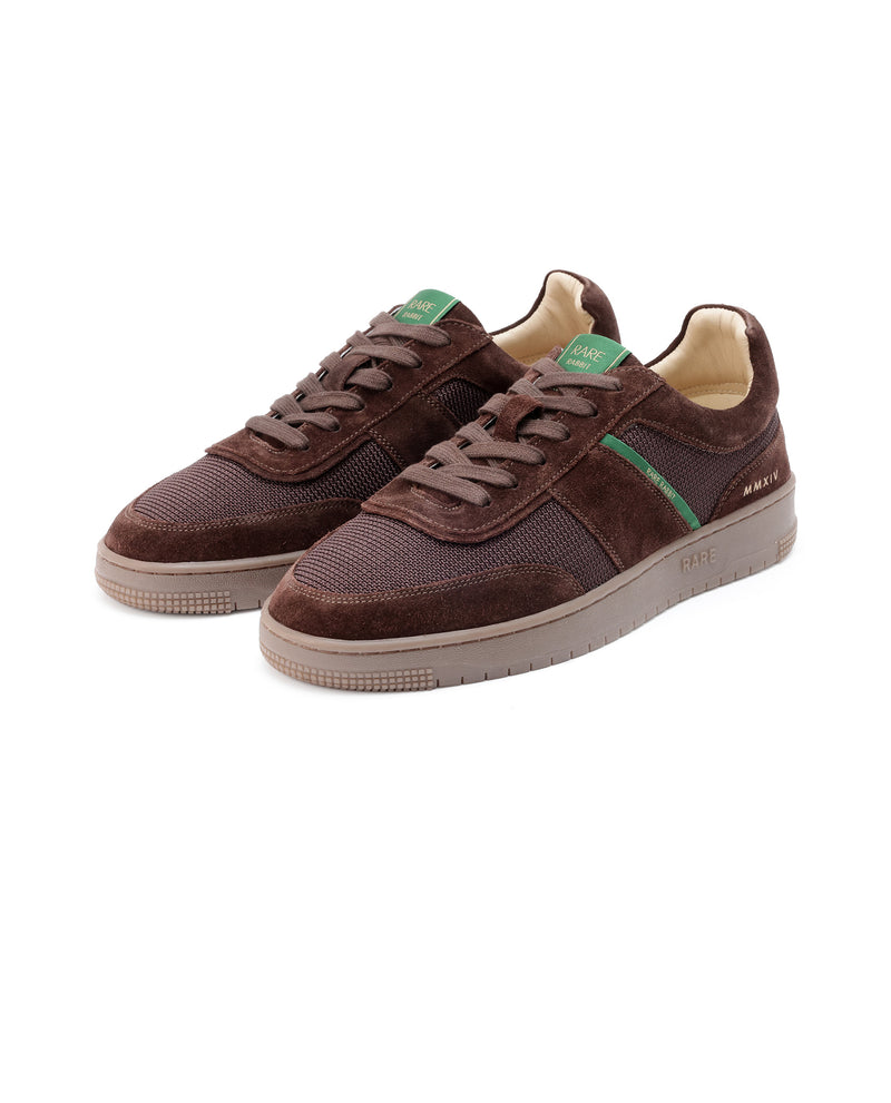 Rare Rabbit Men's Rubio Dark Brown Premium Suede, Leather and Mesh Upp