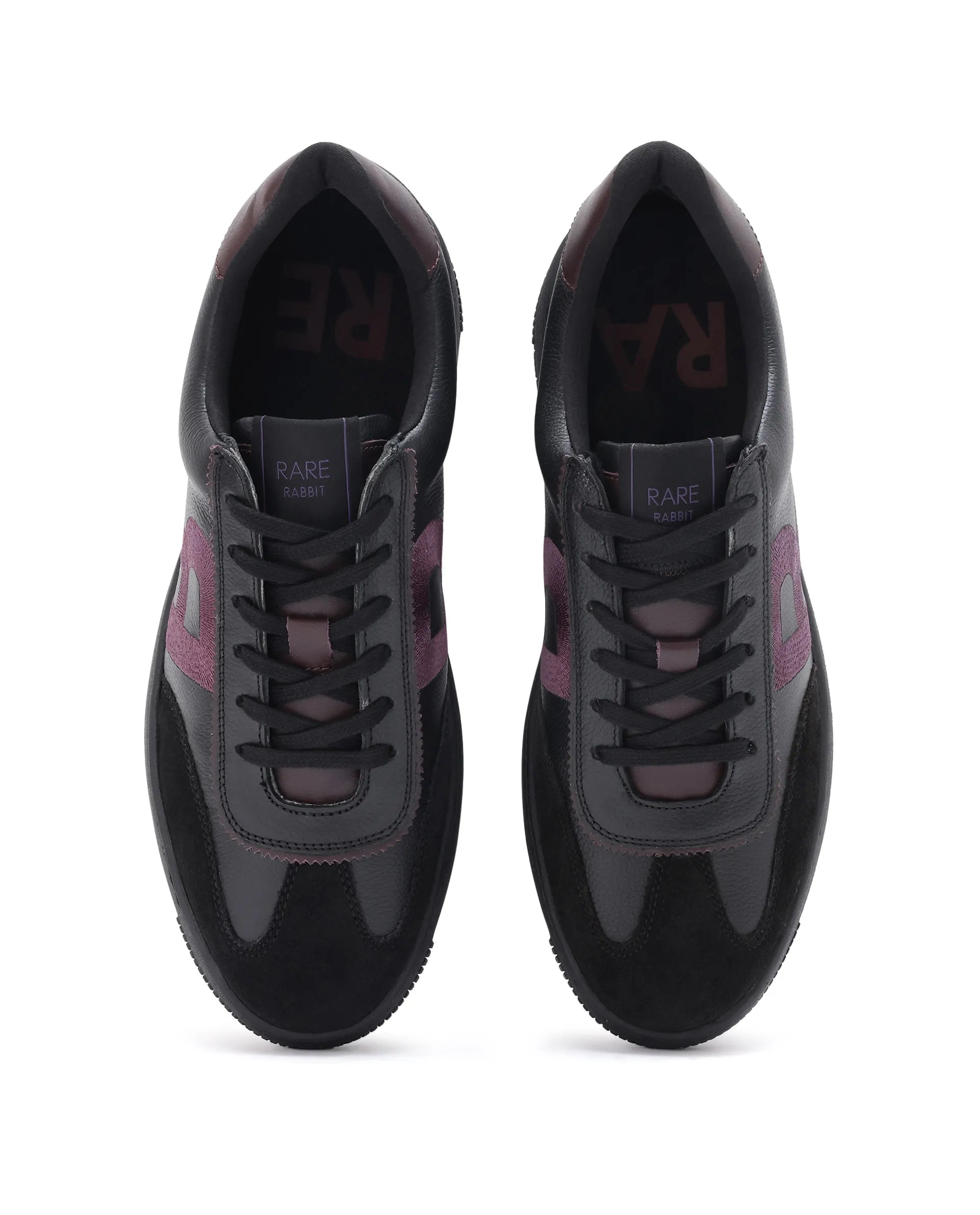 Rare Rabbit Men Hem Black Lace-Up Genuine Leather Signature Hem Branding Low-Top Sneaker Shoes