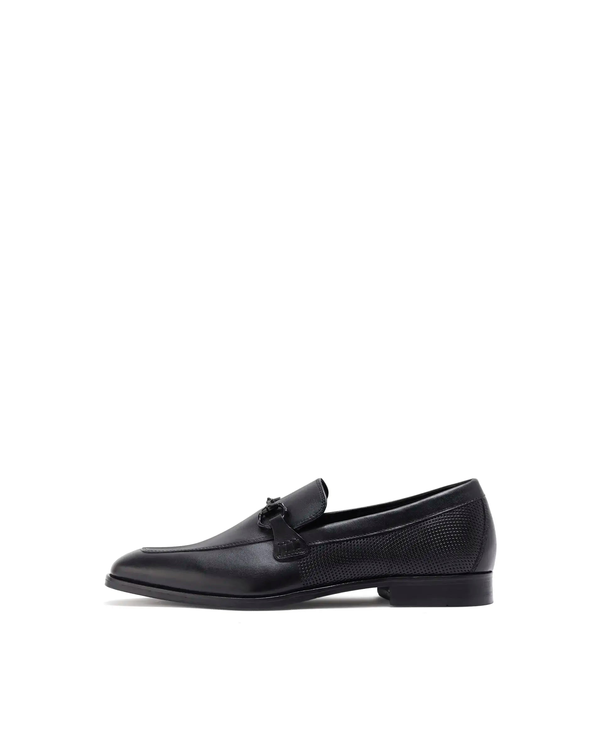 Rare Rabbit Men's Plaza Black Slip-On Genuine Leather Slip-On Loafer