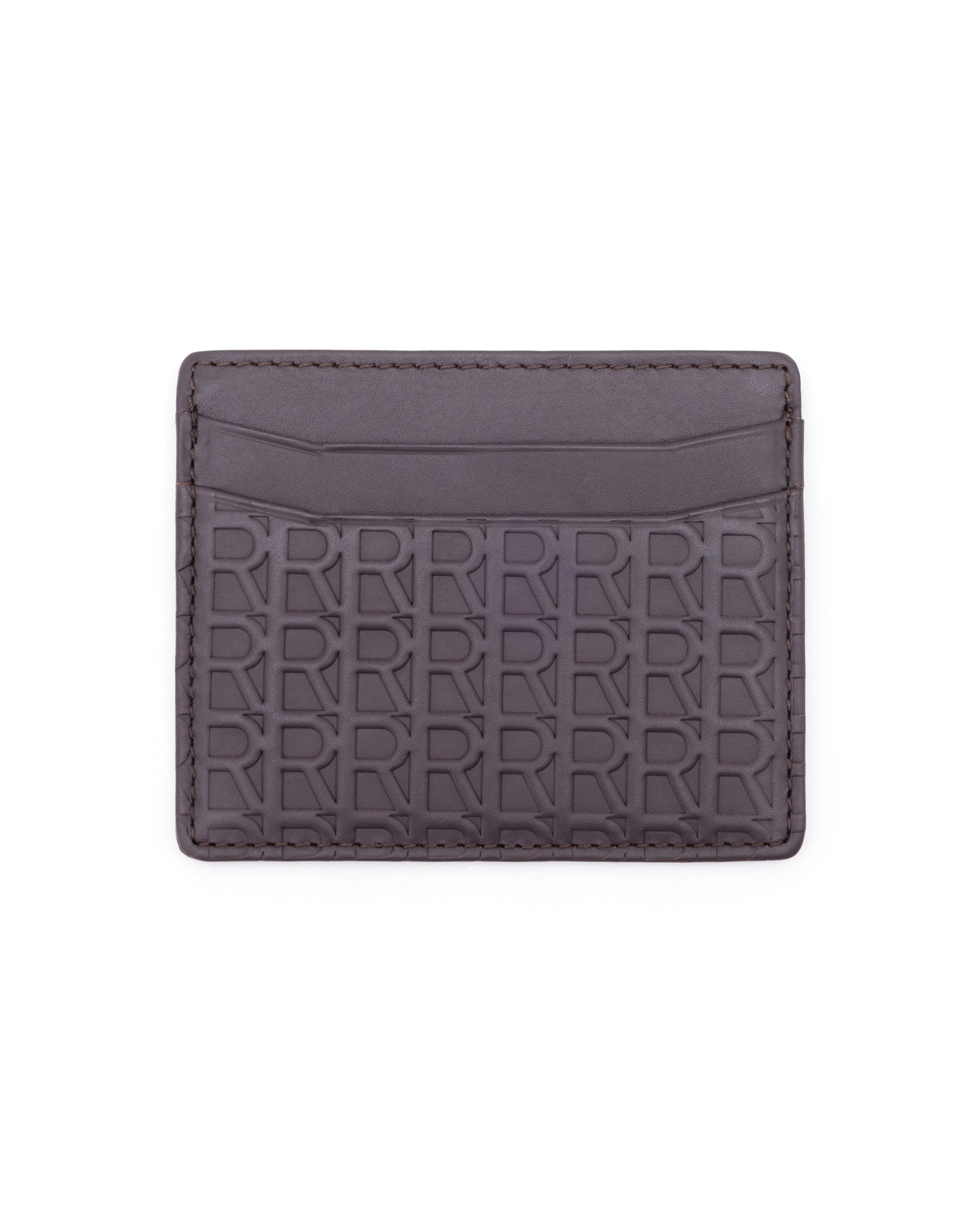 Rare Rabbit Mens Tella Brown Slim RFID Monogram Print Credit Card Holder