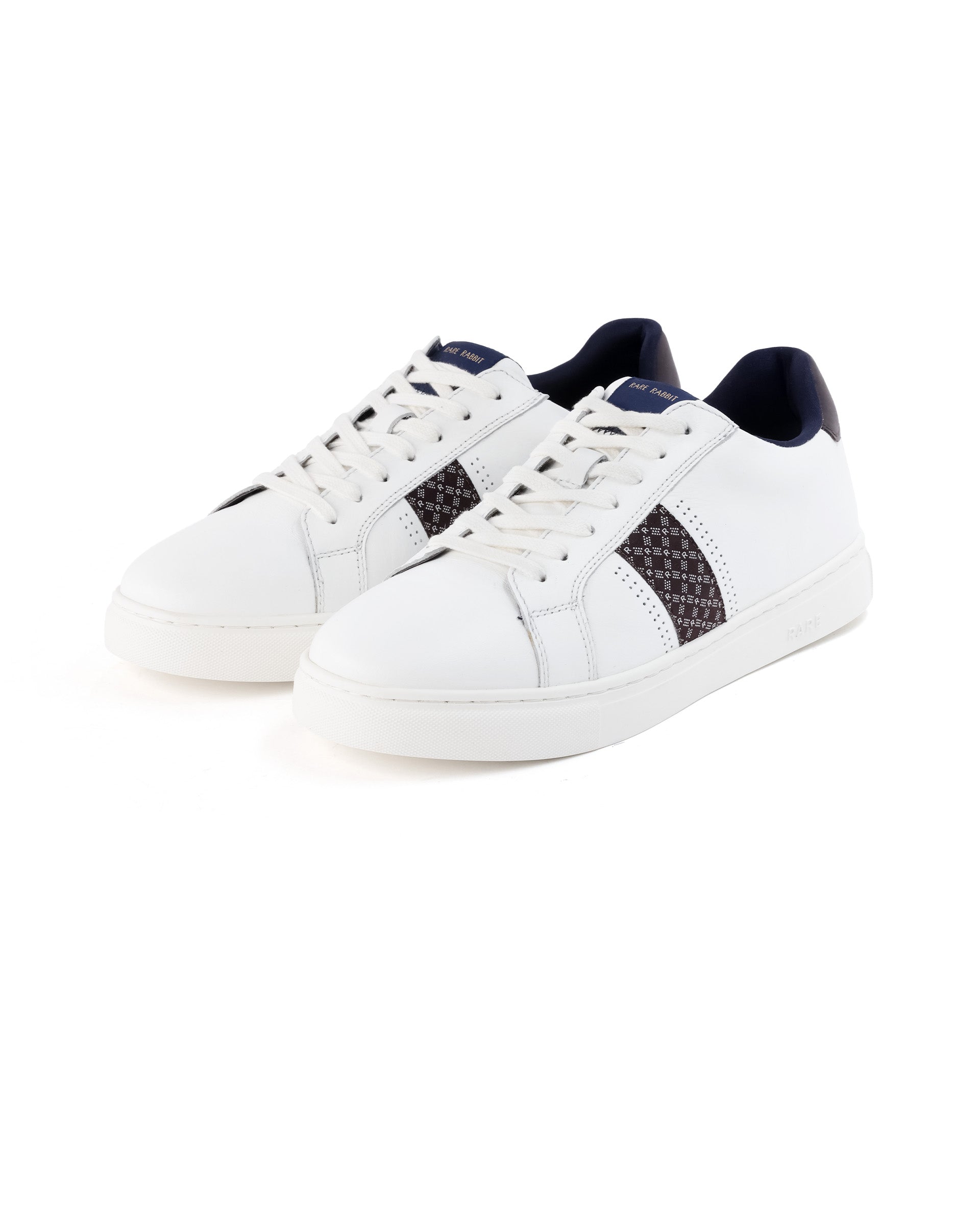 Rare Rabbit Men's Galileo Pro White Round Toe Monogram Branding Smart Casual Sneaker Shoes