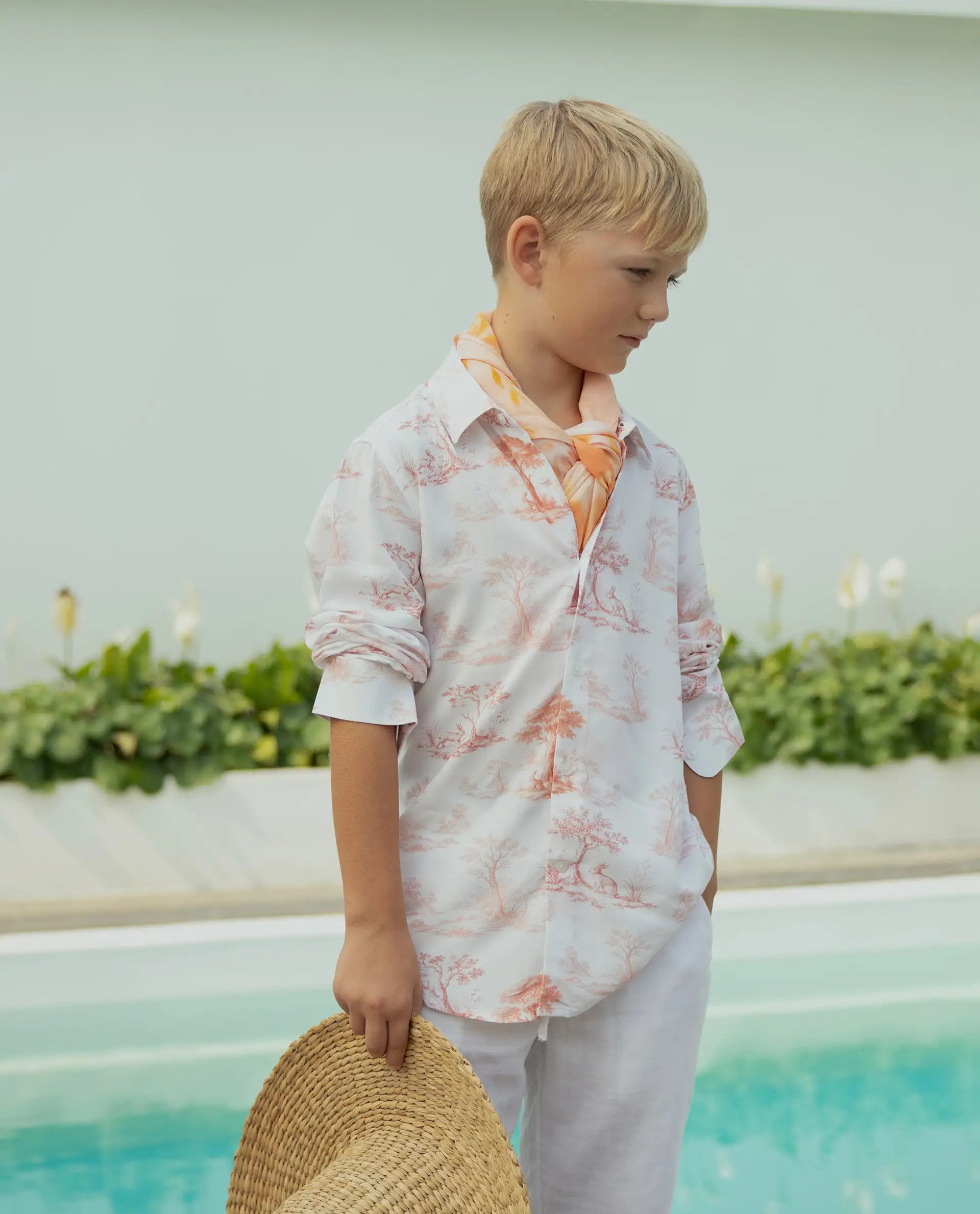 Rare Ones Kids Toile-S Rust Viscose Button Closure Regular Fit Shirt