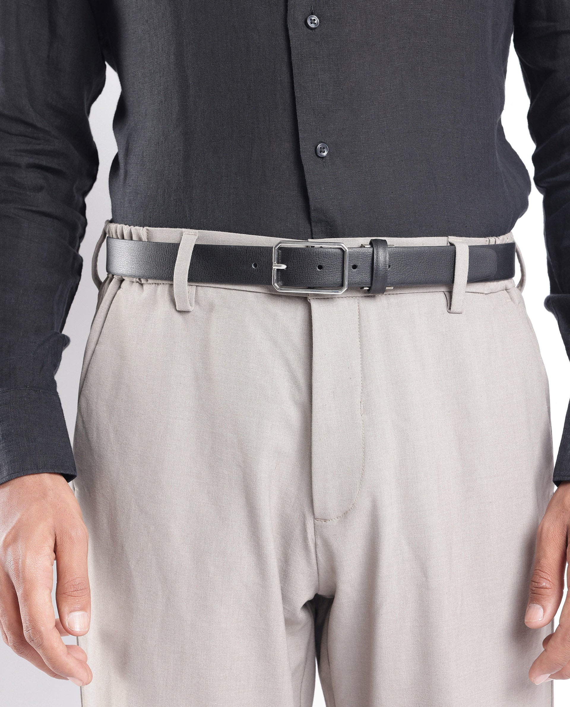 Rare Rabbit Men's Cult Black Belt Leather